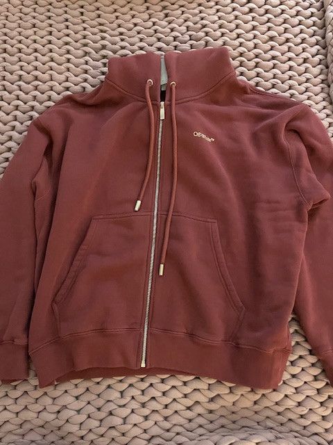 Off-White Off White Brand New Maroon Zip Up Hoodie - Size XL Size US XL / EU 56 / 4 - 2 Thumbnail