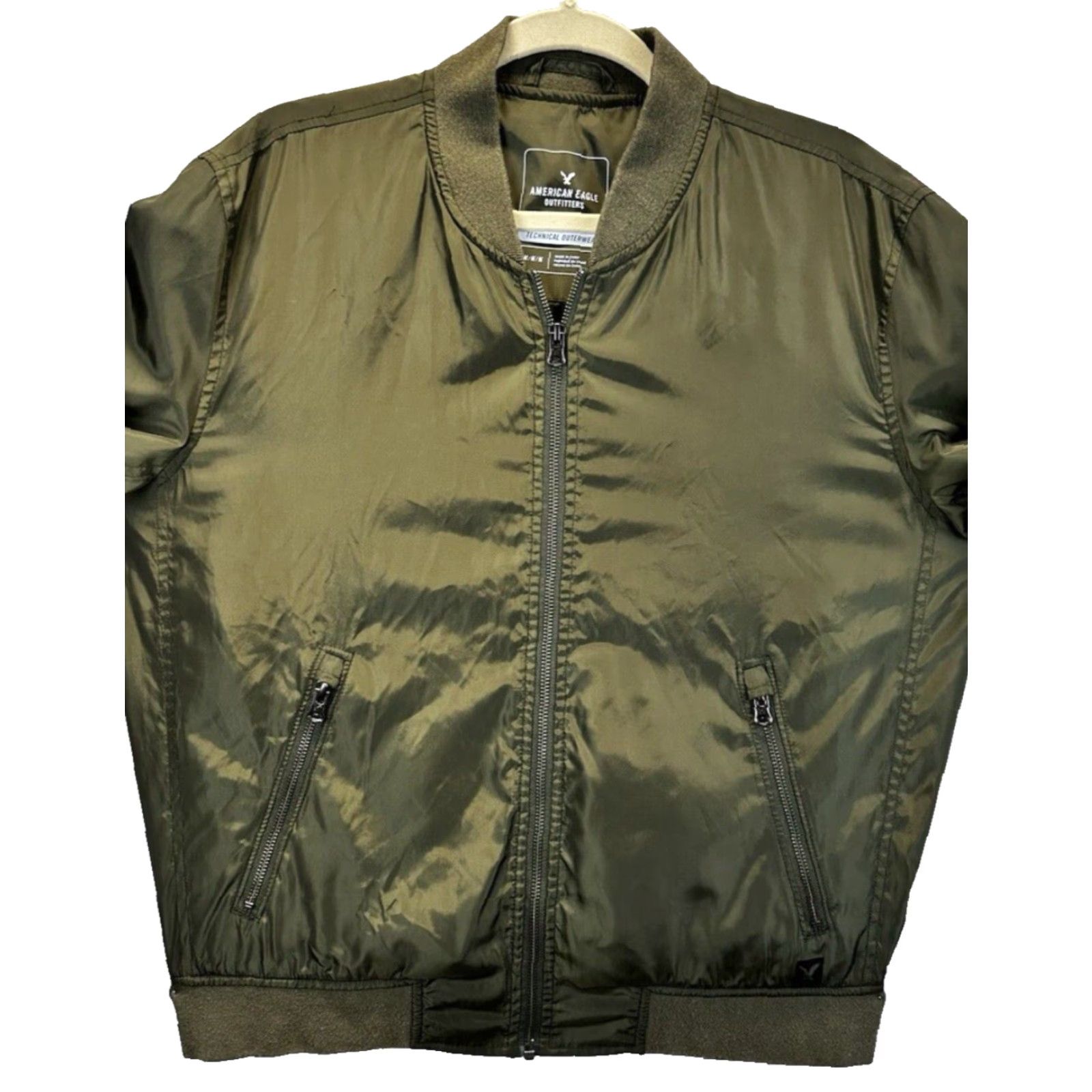 American Eagle Outfitters American Eagle Outfitters Men’s LT Olive Green Bomber Jacket Technical Outerwear Size US L / EU 52-54 / 3 - 5 Thumbnail
