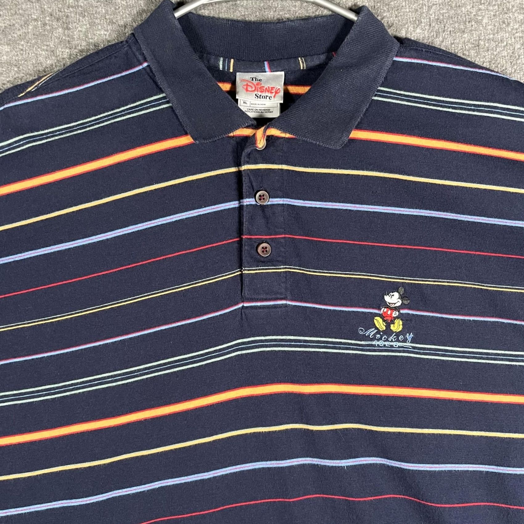 Disney The Disney Store Polo Shirt Mens XL Blue Striped Mickey Mouse Embroidered Casual Size US XL / EU 56 / 4 - 2 Thumbnail