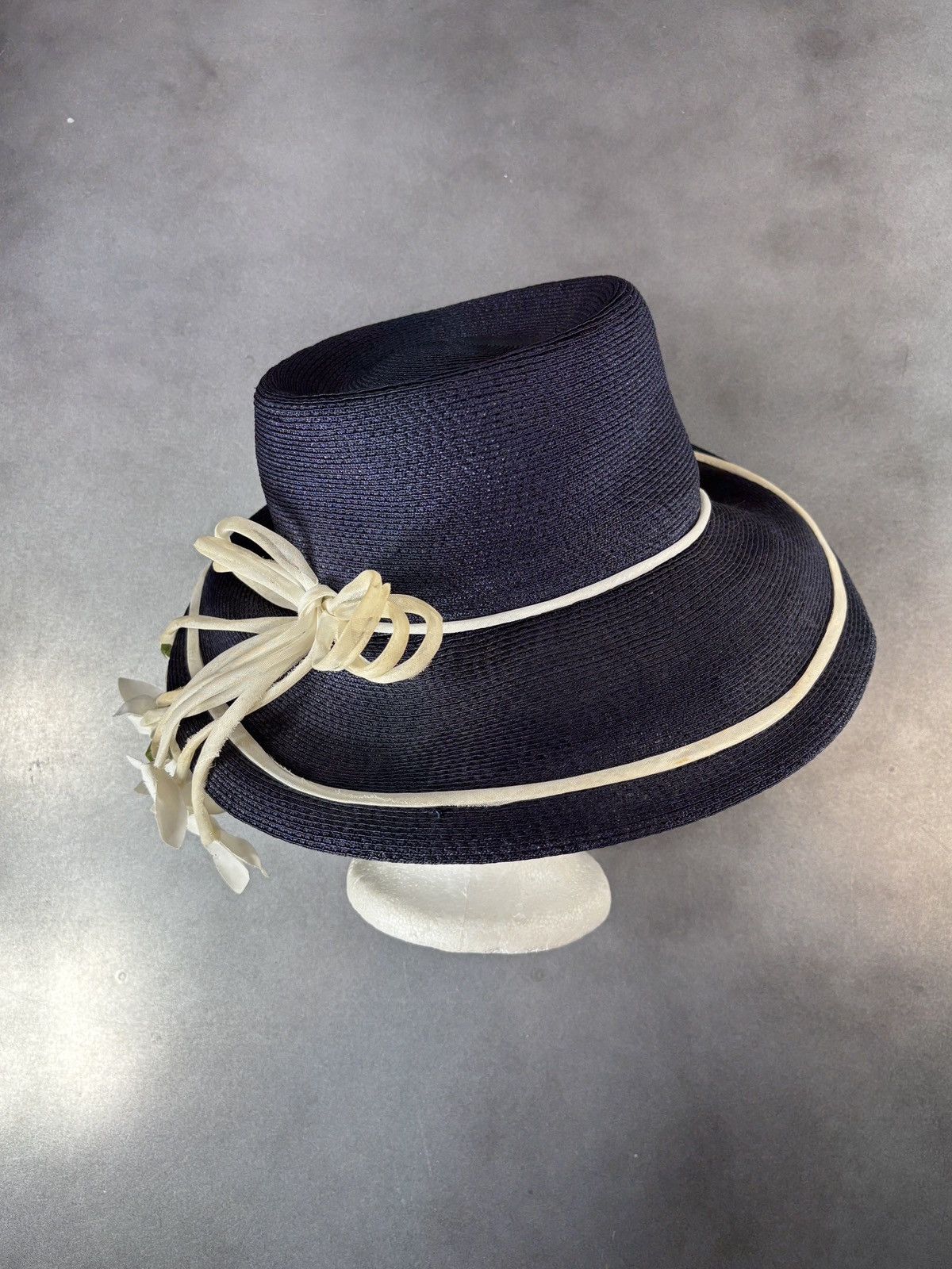 Yves Saint Laurent 1960s Yves Saint Laurent Hat Vintage YSL Straw Cap Floral Size ONE SIZE - 6 Thumbnail