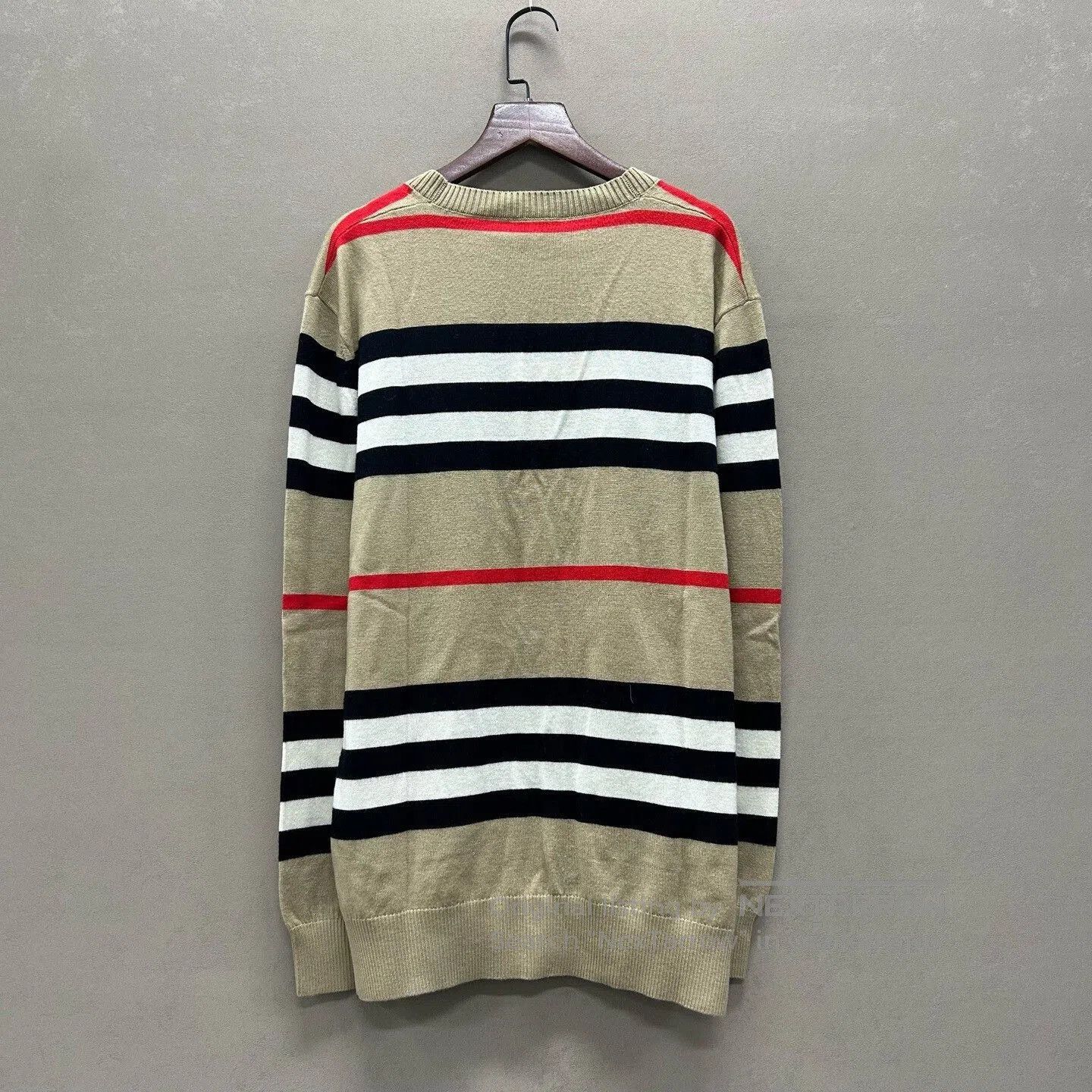 Burberry Classic Khaki Striped Merino Wool Cardigan. Size S / US 4 / IT 40 - 2 Thumbnail