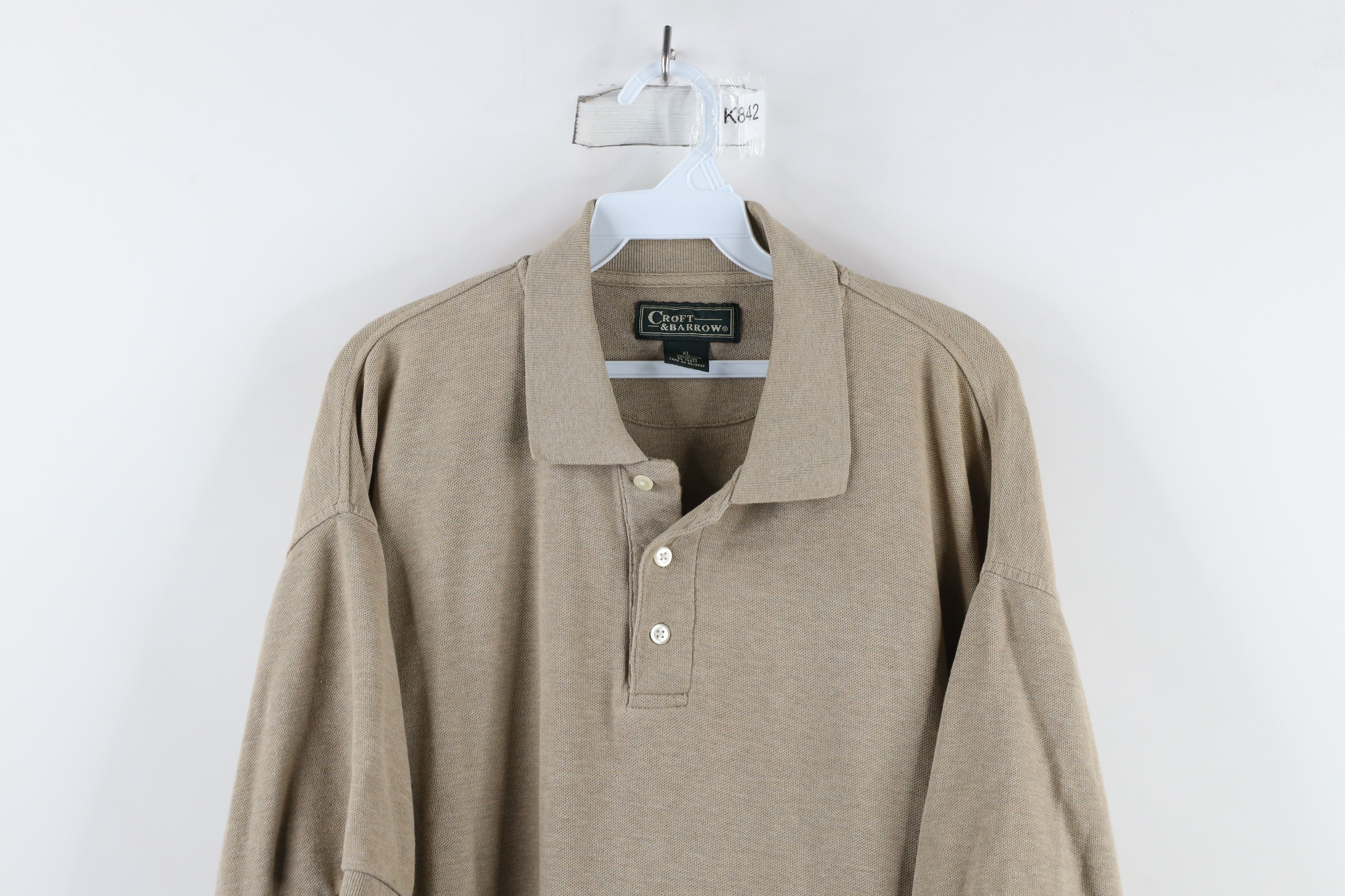Vintage Vintage 90s Streetwear Blank Pique Cotton Polo Shirt Beige Size US XL / EU 56 / 4 - 2 Thumbnail