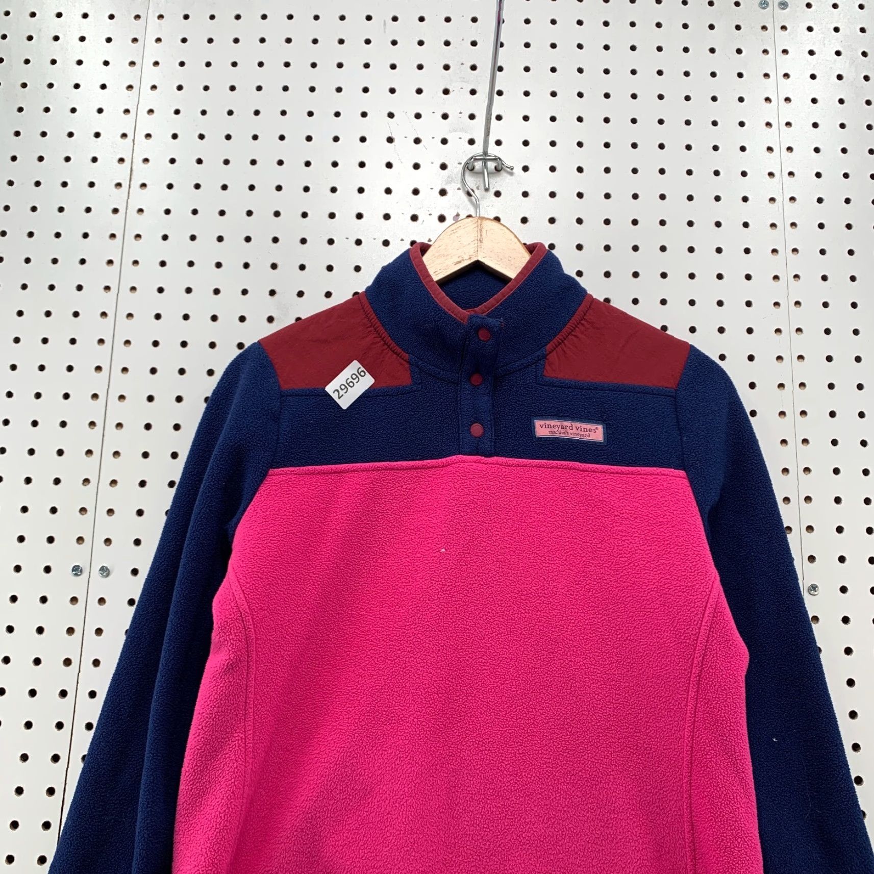 Vineyard Vines VINEYARD VINES Sweater - 1/4 Snap Fleece Pullover Womens XS Pink Blue Color Block Knit, Long Sleeve, Collared, 20x23.5 Size XS / US 0-2 / IT 36-38 - 2 Thumbnail
