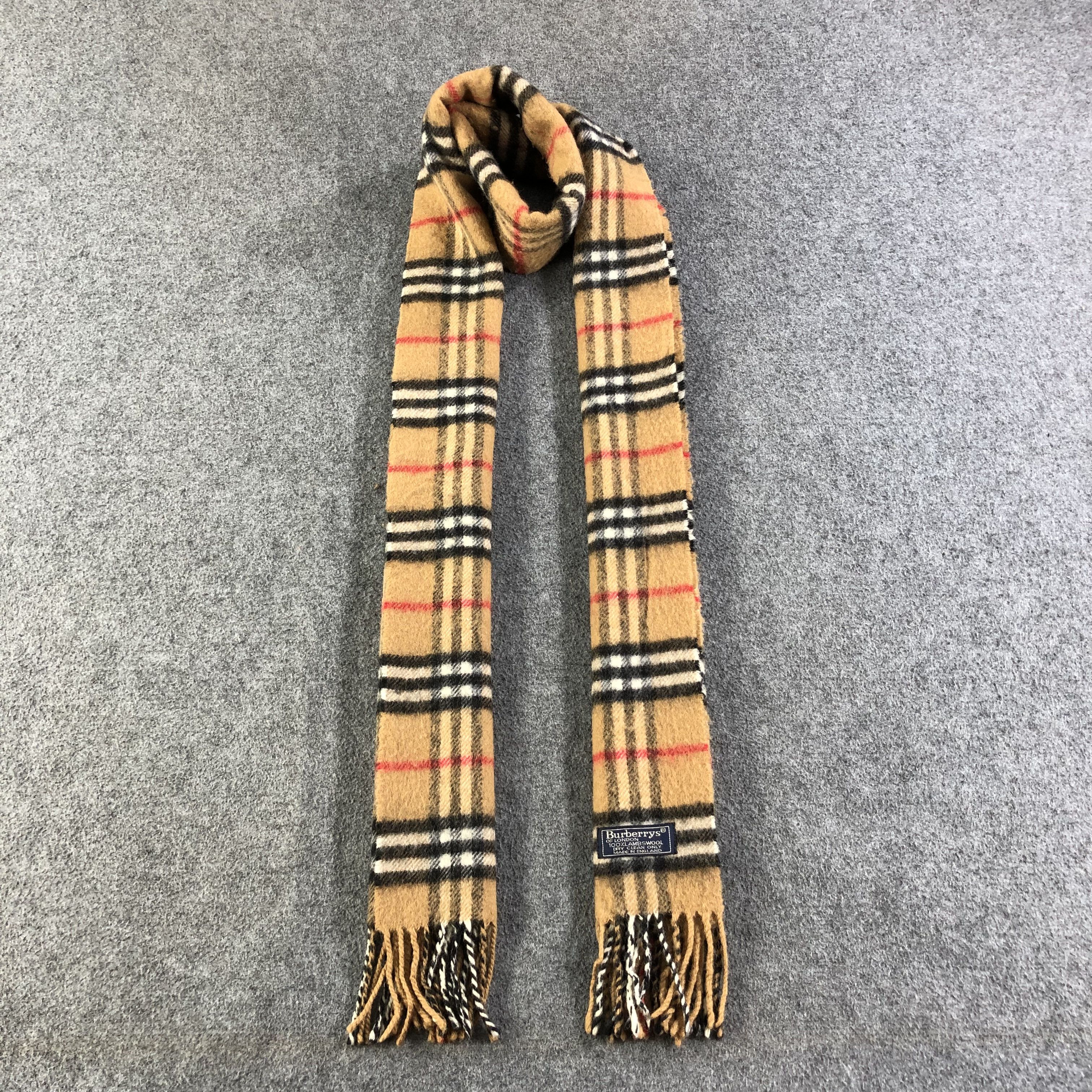 Burberry Burberrys Nova Check Tan Wool Scarf Muffler V1325 Size ONE SIZE - 1 Thumbnail