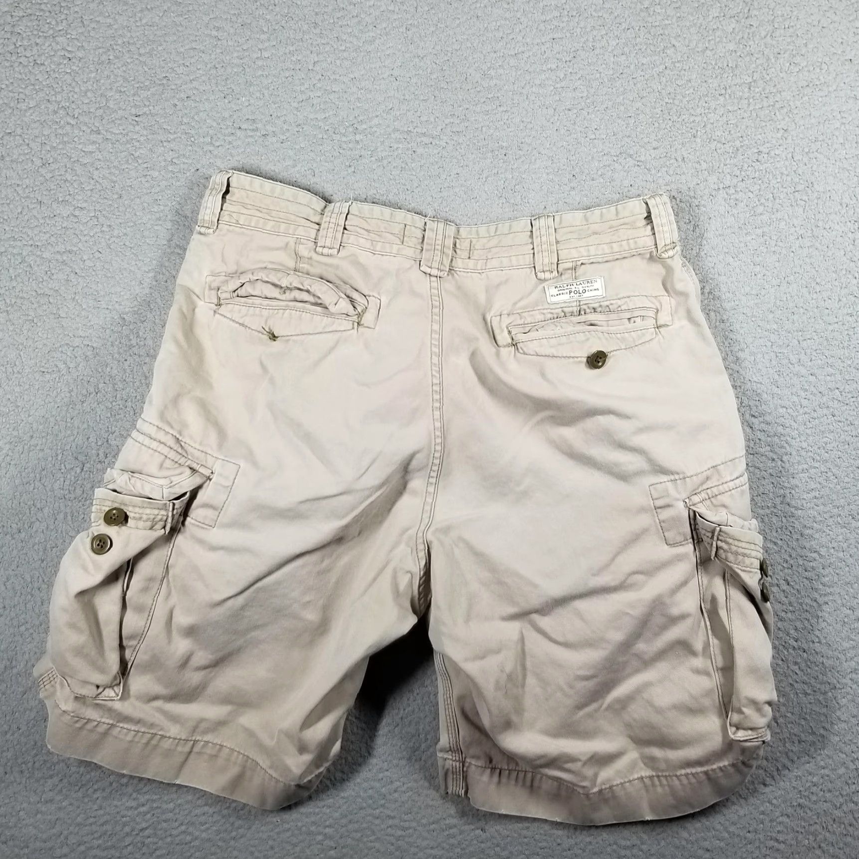 Polo Ralph Lauren VINTAGE Polo Ralph Lauren Cargo Shorts Men 34 Khaki Beige Cotton 11" Inseam Classic Chino Utility Mens Size US S / EU 44-46 / 1 - 2 Thumbnail