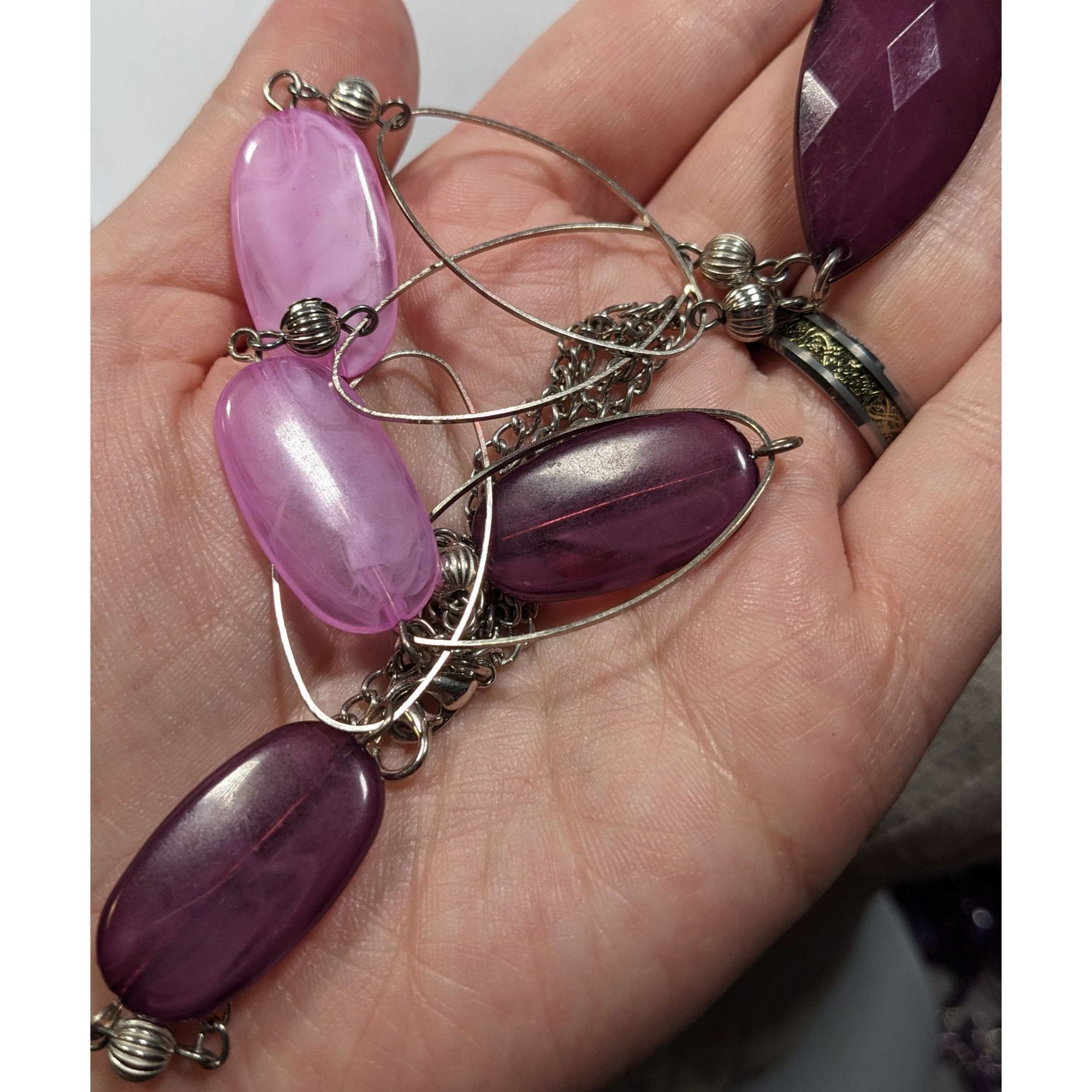 Other Whimsical Purple Gemmed Silver Tone Necklace Size ONE SIZE - 5 Thumbnail