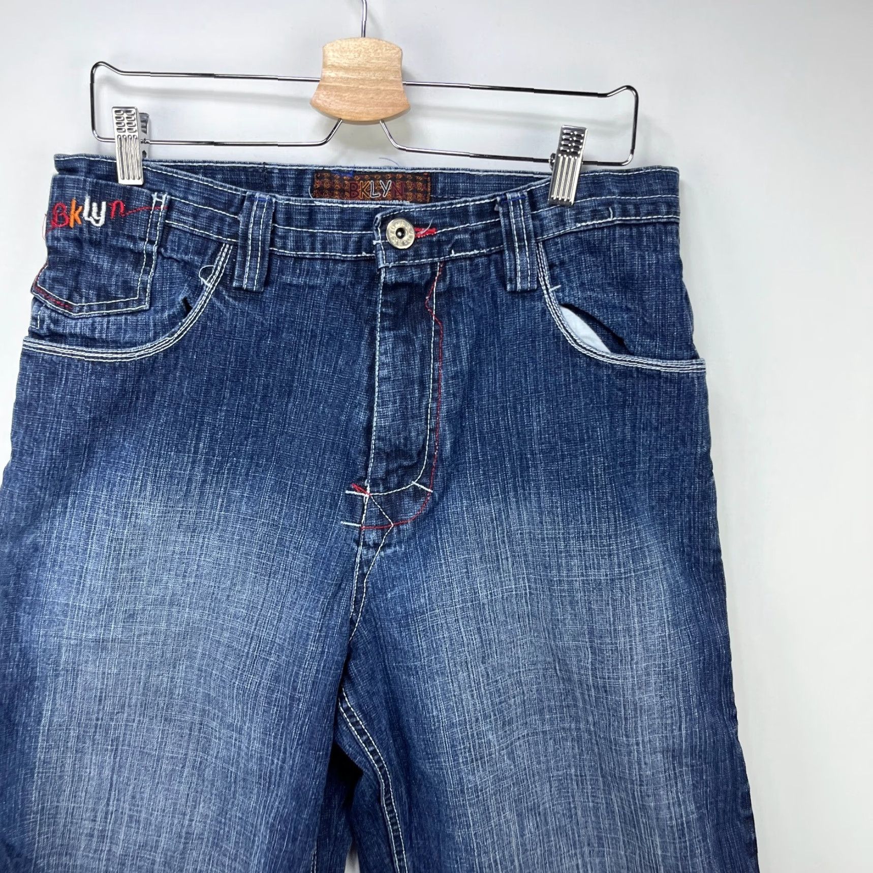 Express VINTAGE Brooklyn Jorts Baggy Denim Shorts 34 BRKLYN Mens Blue 34 Decade Y2K Size US 34 / EU 50 - 6 Thumbnail