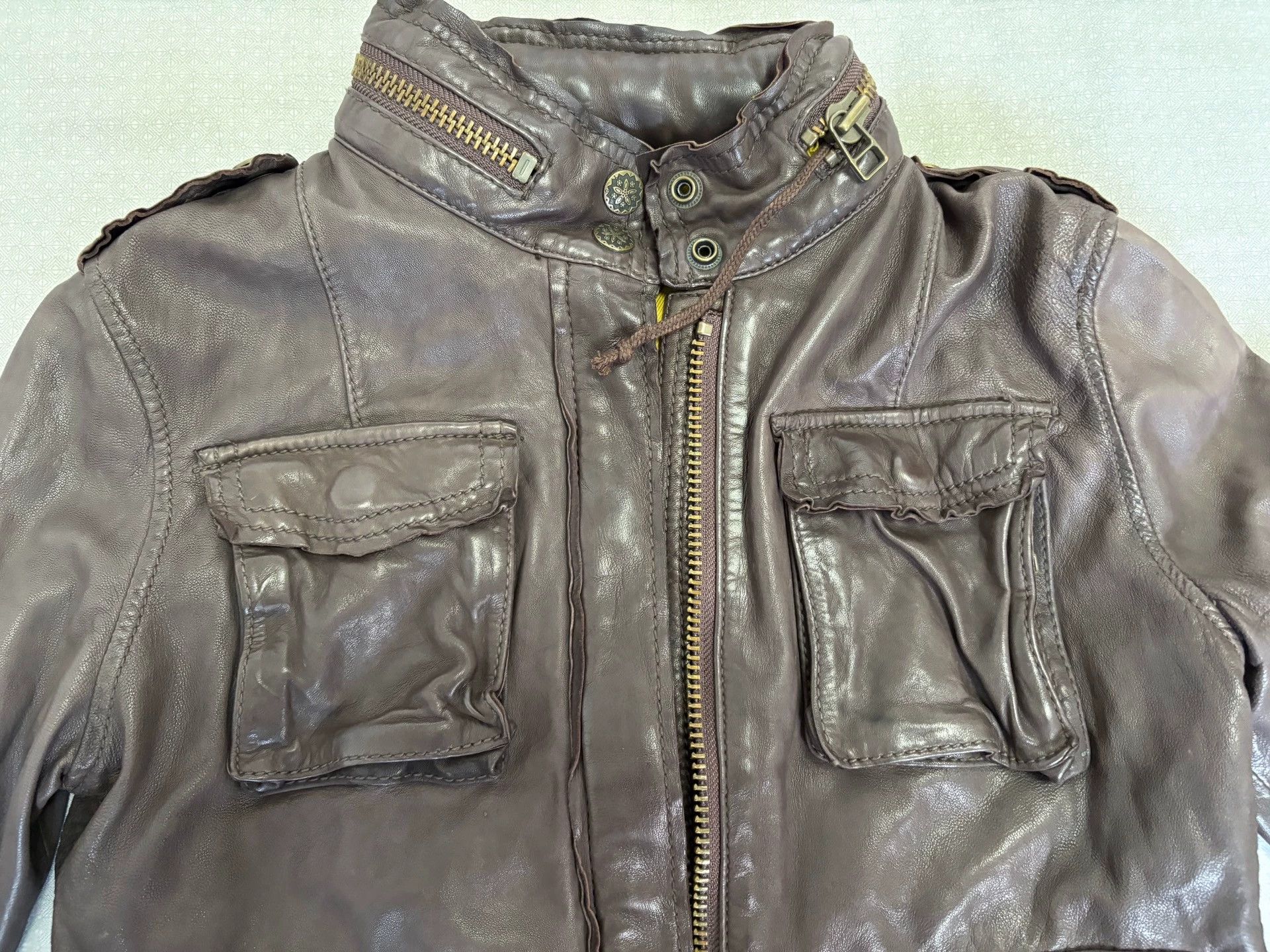 Other Luva+Tram Vintage Leather Jacket Workwear Pockets Slim Short Size US M / EU 48-50 / 2 - 3 Thumbnail