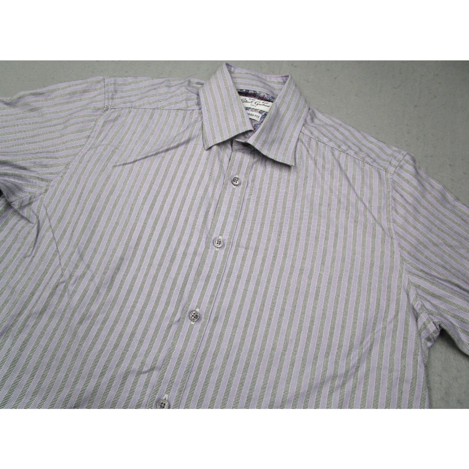 Robert Graham VINTAGE Robert Graham Dress Shirt Men 15.5 39 Purple Striped Cotton Long Sleeve Button Up Classic Fit Designer Size US L / EU 52-54 / 3 - 2 Thumbnail