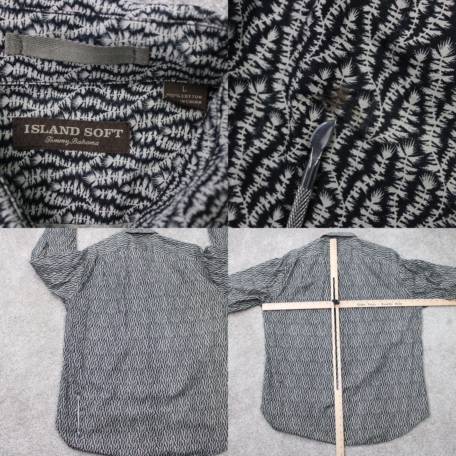 Tommy Bahama Tommy Bahama Island Soft Shirt Men Large Black/White Geometric Cotton L/S Button Down Shirt Tigers Beach Classic Sportsman Mens L Shirt Size US L / EU 52-54 / 3 - 8 Thumbnail