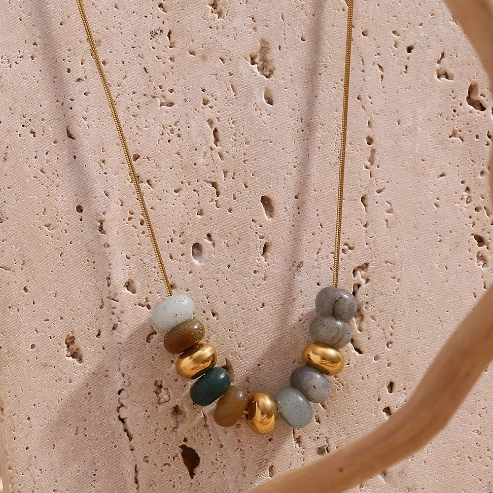 Jewelry × Vintage Natural Stone Beaded Snake Chain Necklace Size ONE SIZE - 3 Thumbnail