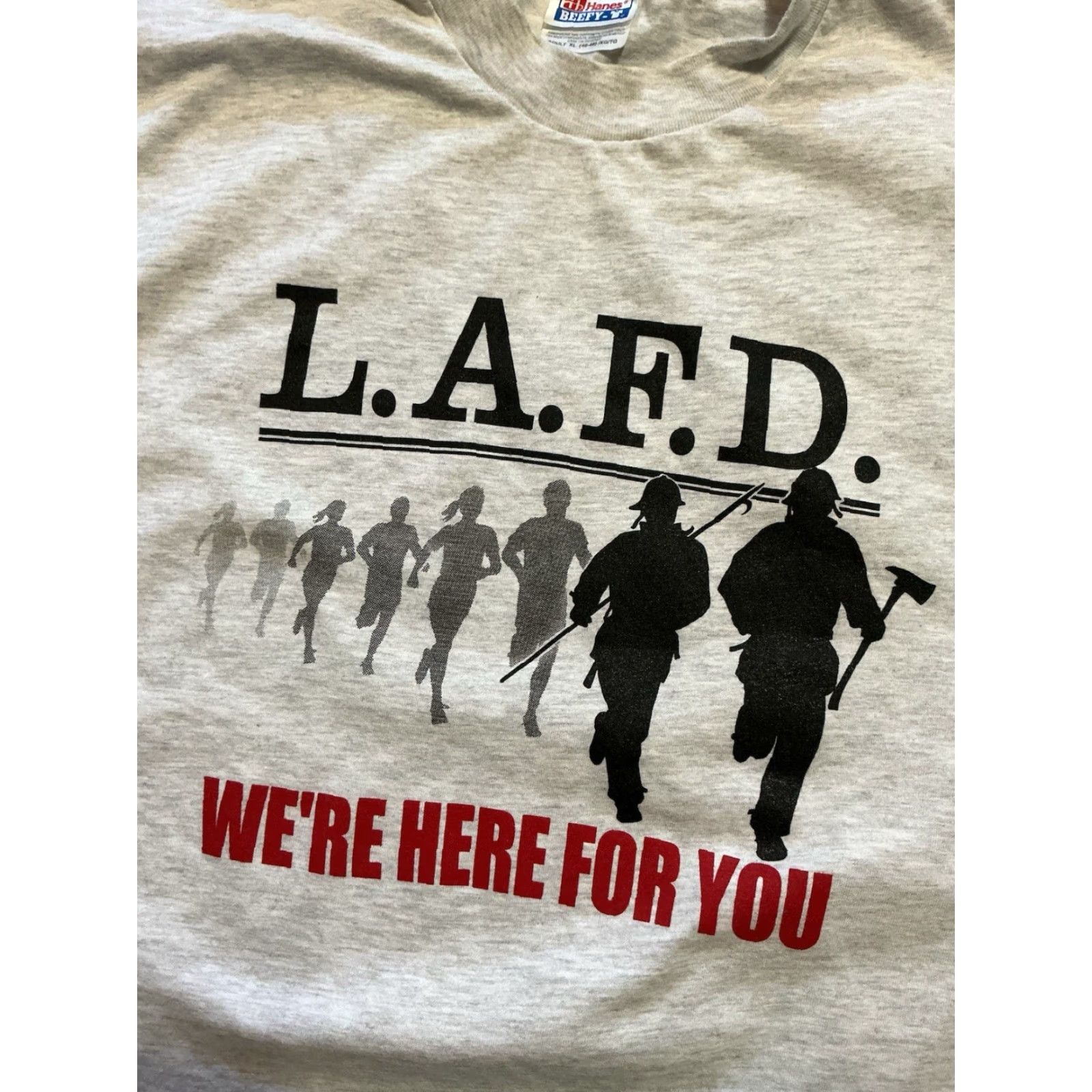Hanes VINTAGE LAFD T-Shirt Hanes Gray XL Firefighters Training Graphic Mens Size US XL / EU 56 / 4 - 6 Thumbnail