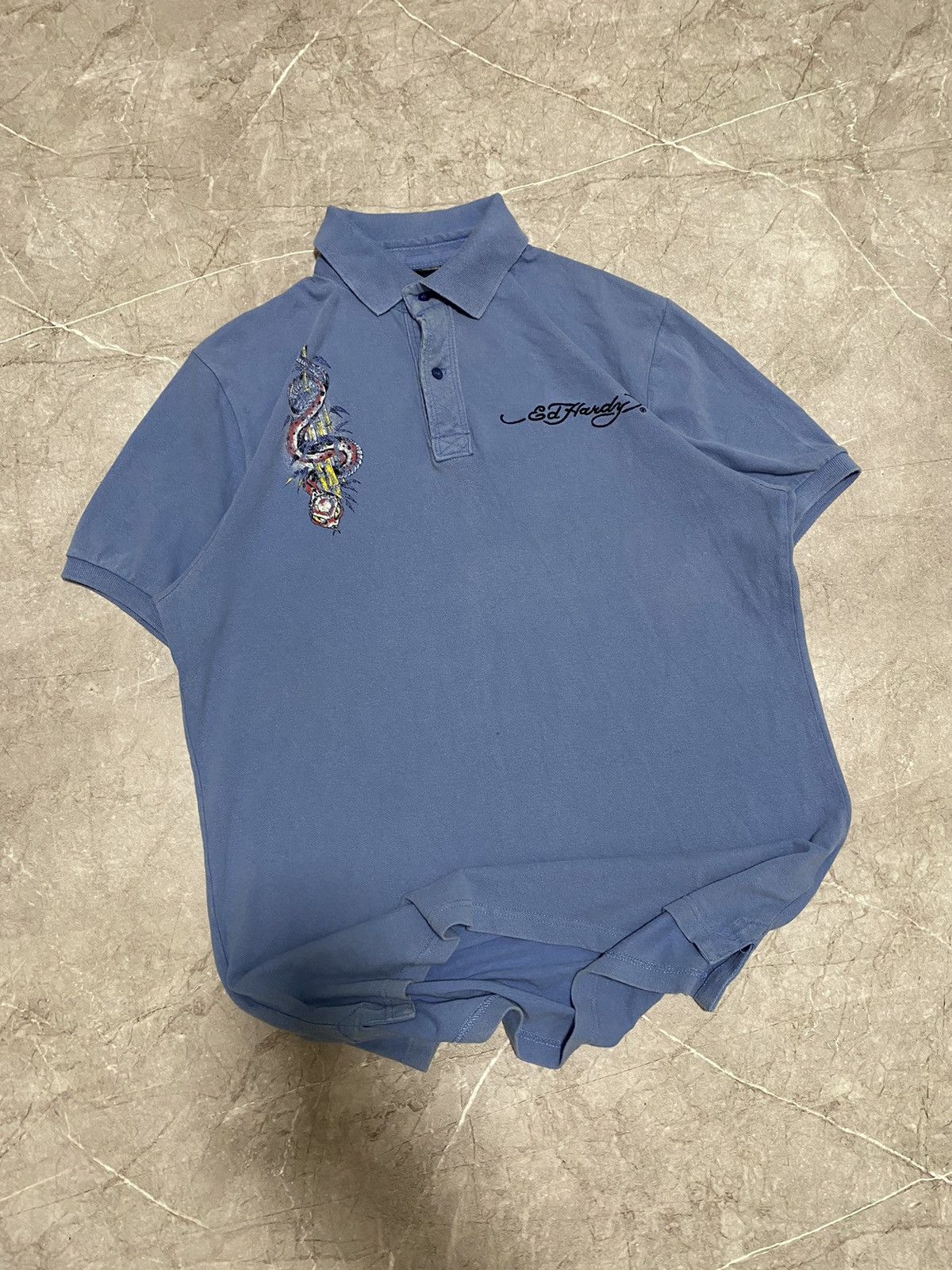 Christian Audigier × Ed Hardy × Vintage Vintage Y2K Ed Hardy By Christian Audigier Big Logo Polo Size US XXL / EU 58 / 5 - 9 Thumbnail