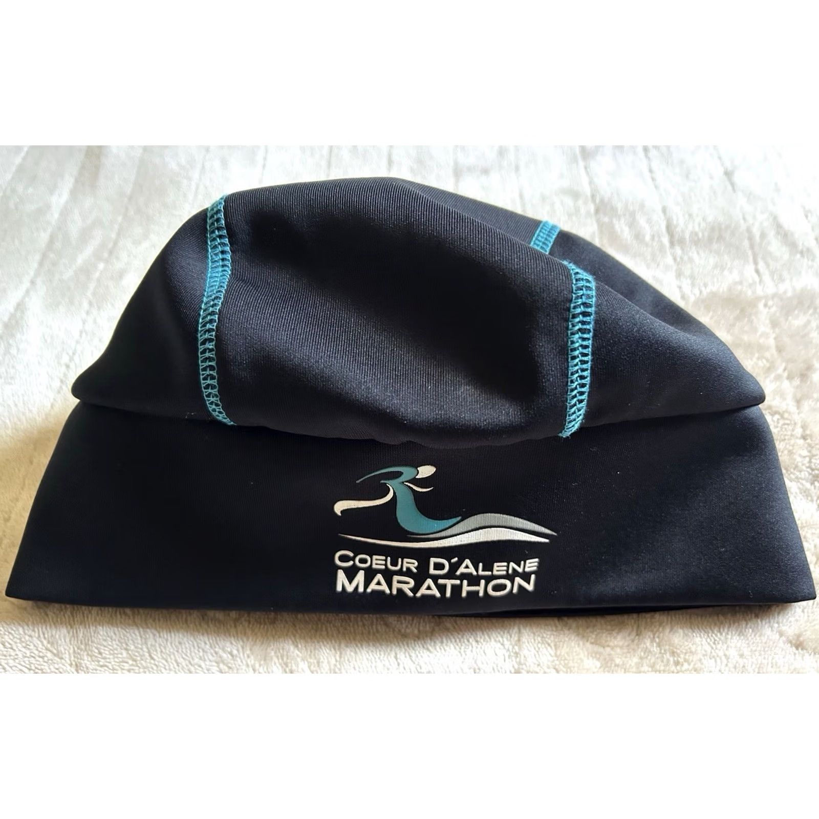 Vintage Coeur d’Alene Marathon Beanie Black Graphic Riverstone North Idaho 26.2 Adult OS Size ONE SIZE - 5 Thumbnail