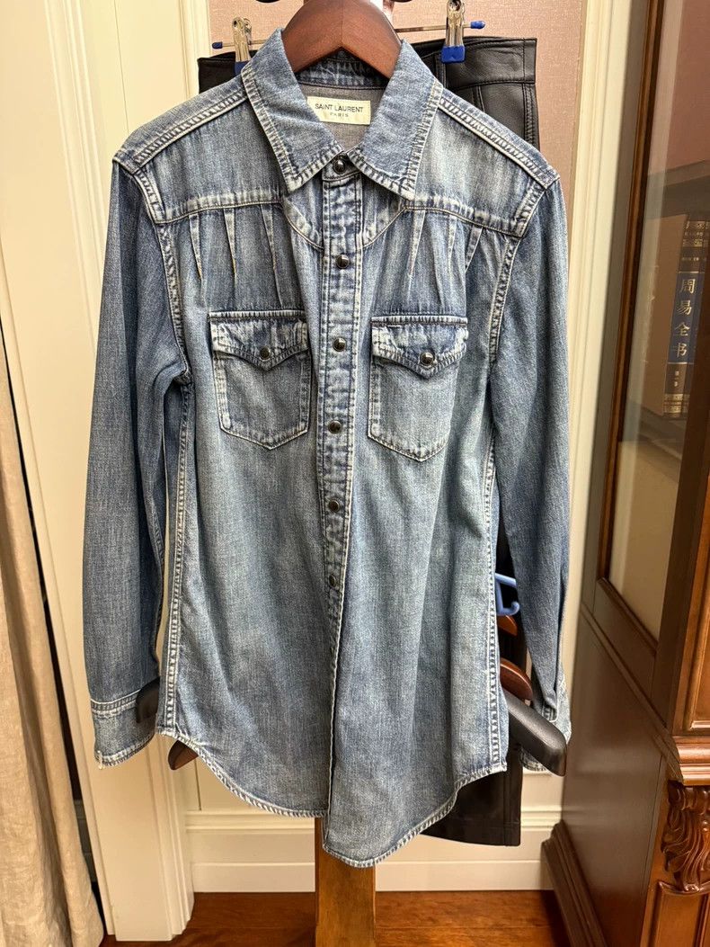 Saint Laurent Paris Saint Laurent Denim Button-Up Shirt Size US M / EU 48-50 / 2 - 1 Thumbnail