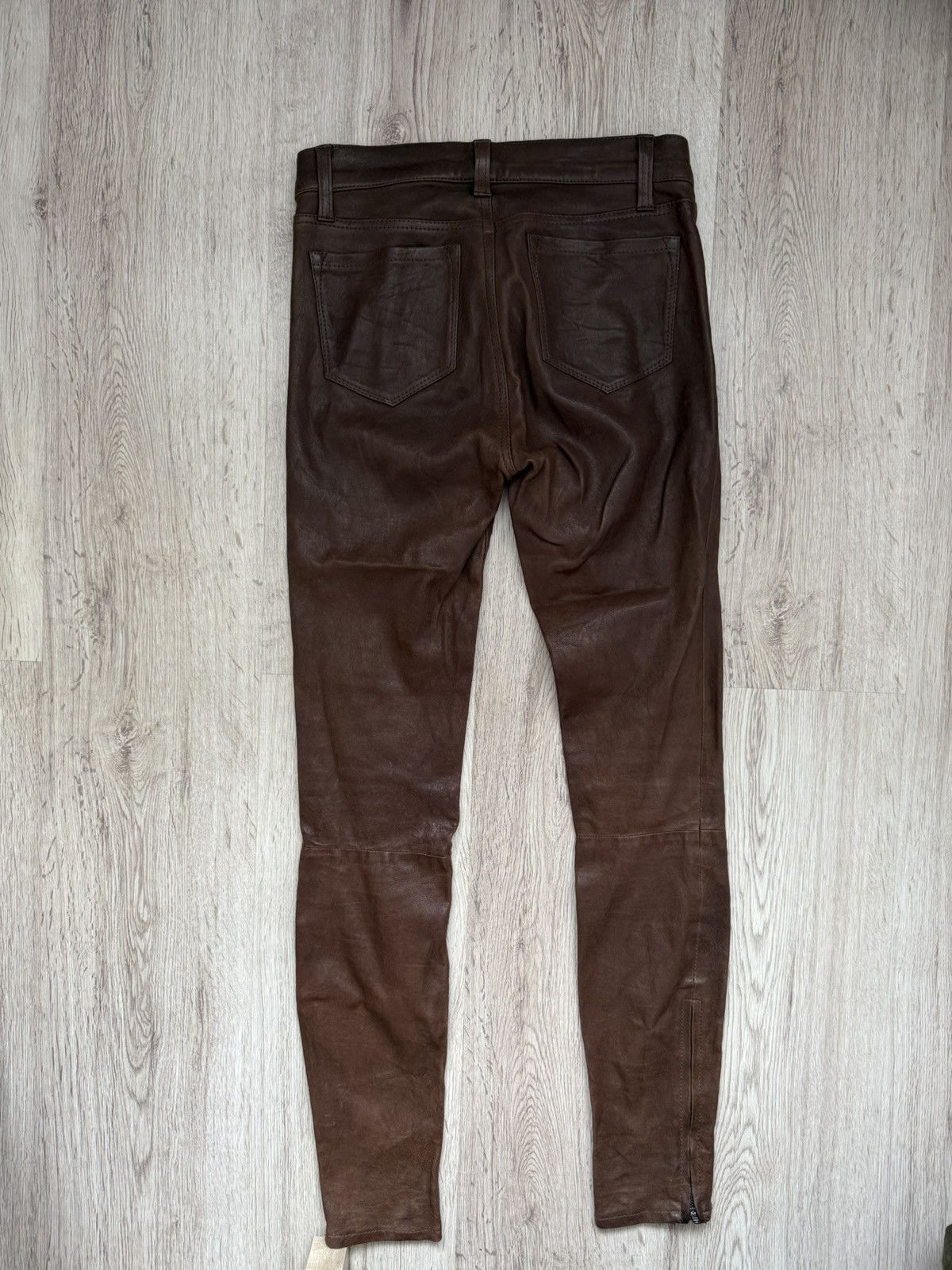 J Brand J Brand Brown Stretch Lamb Leather Zip Pants Size 25 Size 25" / US 0 / IT 36 - 14 Thumbnail