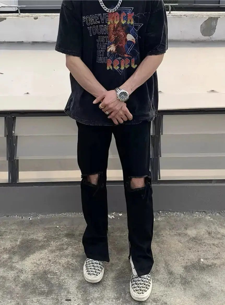 Japanese Brand × Jean Retro Design Skinny Straight Hole Jeans Pants Y2k Size US 30 / EU 46 - 3 Thumbnail