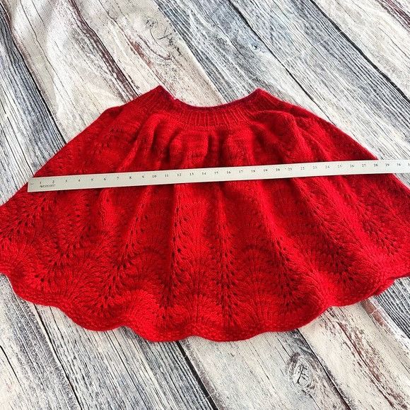 Handmade Handmade Knit Red Poncho Shawl Size ONE SIZE - 6 Thumbnail