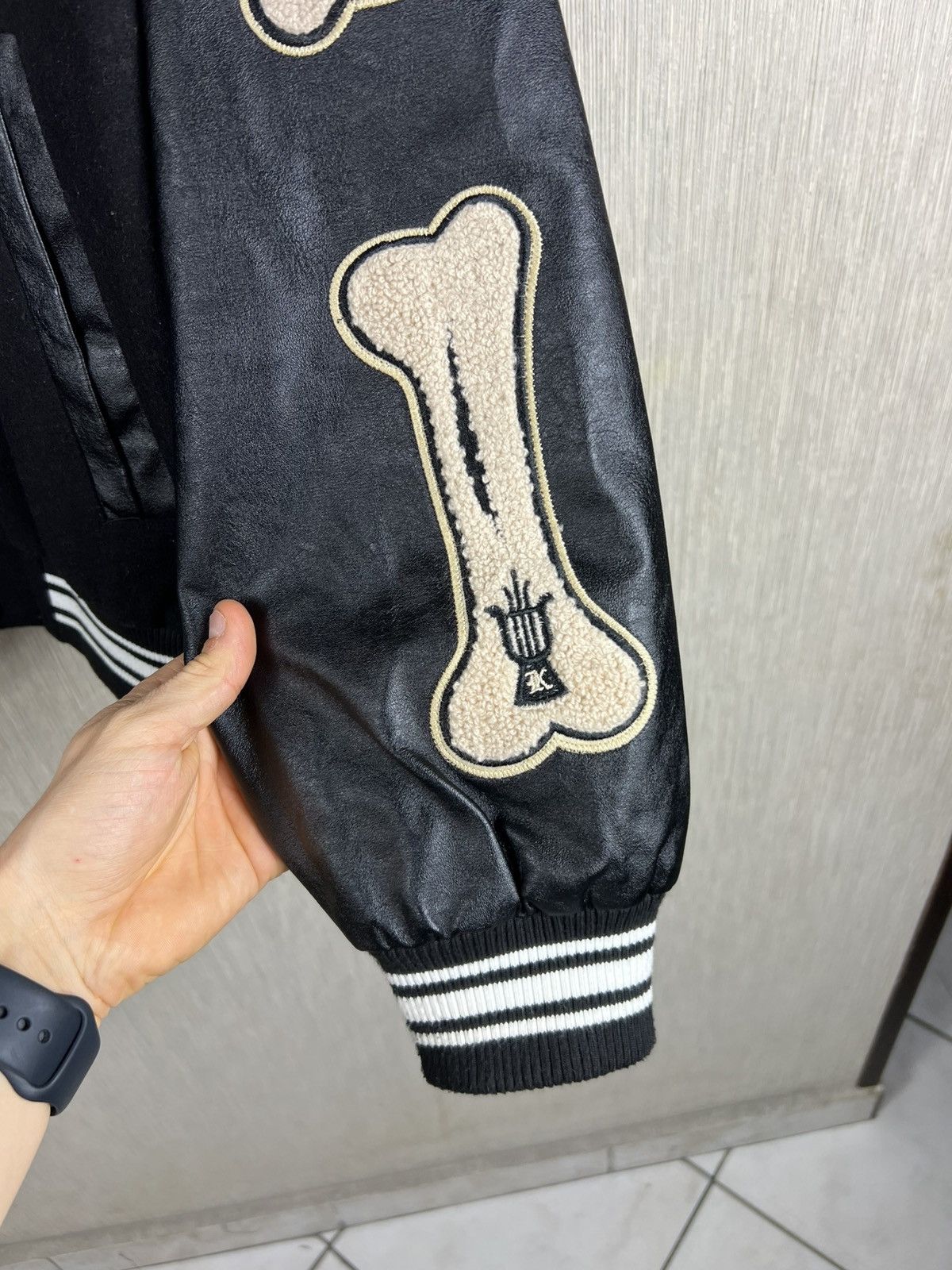 Japanese Brand Made Extreme leather wool varsity jacket kapital bones boxy Size US L / EU 52-54 / 3 - 11 Thumbnail
