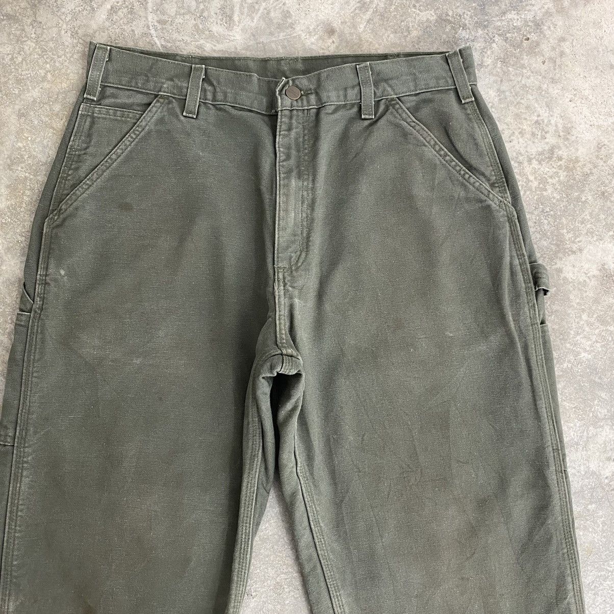 Carhartt VTG Carhartt Blanket Lined Moss Green Carpenter Work Pants Size US 34 / EU 50 - 3 Thumbnail