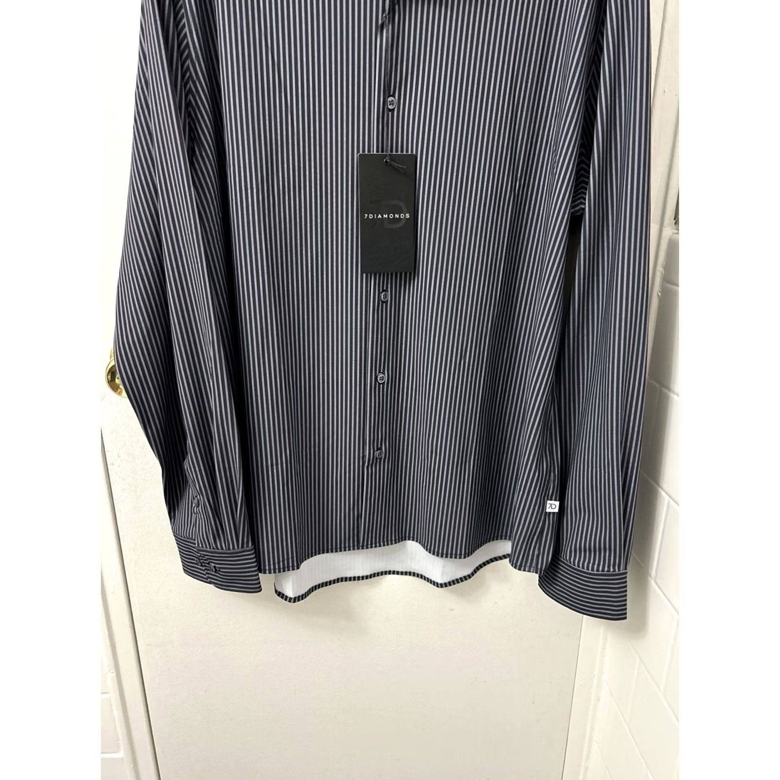 Vintage 7 Diamonds Blaine Shirt Mens XL Black Striped 4 Way Stretch L/S NWT Size US XL / EU 56 / 4 - 3 Thumbnail