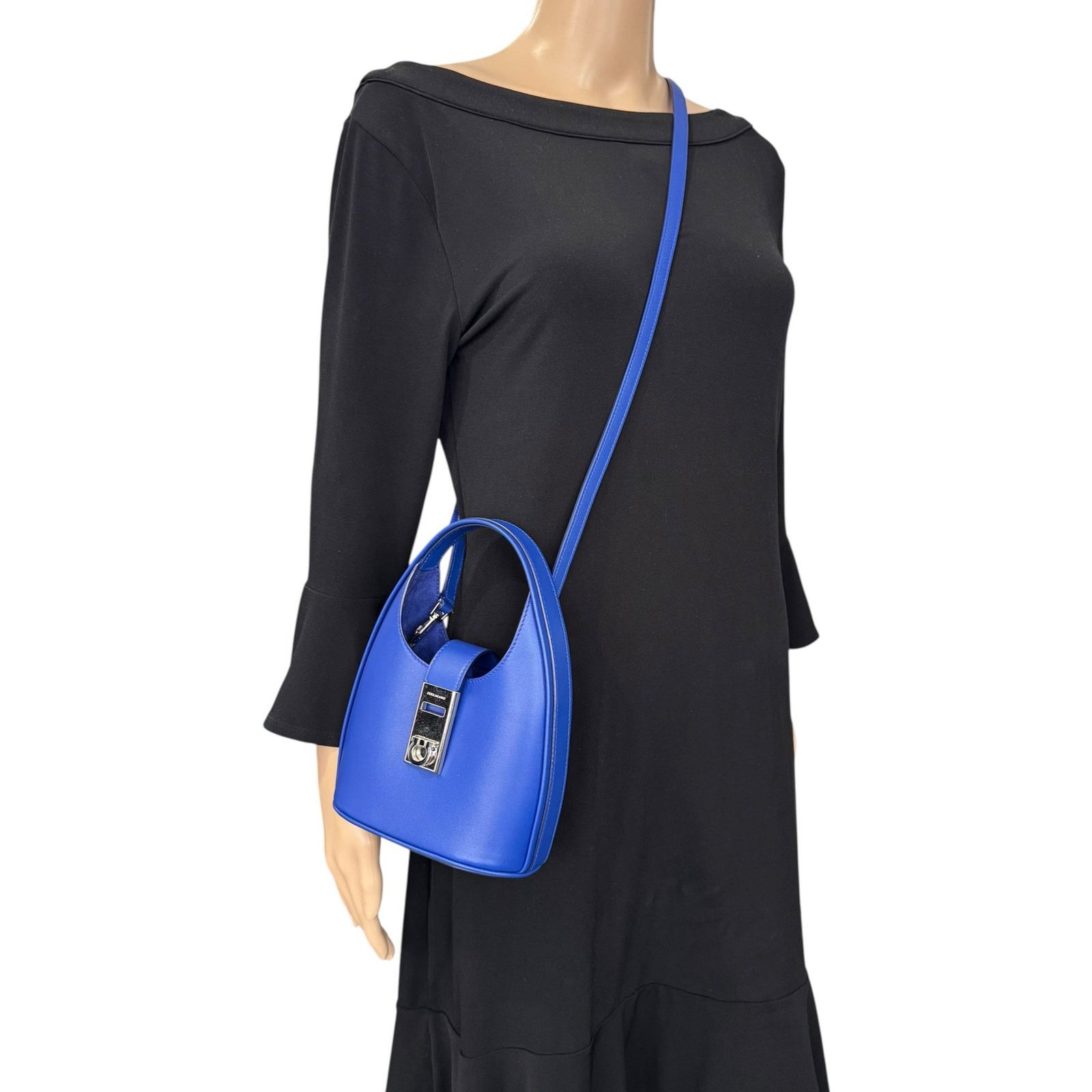 Salvatore Ferragamo Ferragamo Royal Blue Gancini Mini Hobo Two-Way Bag Size ONE SIZE - 3 Thumbnail