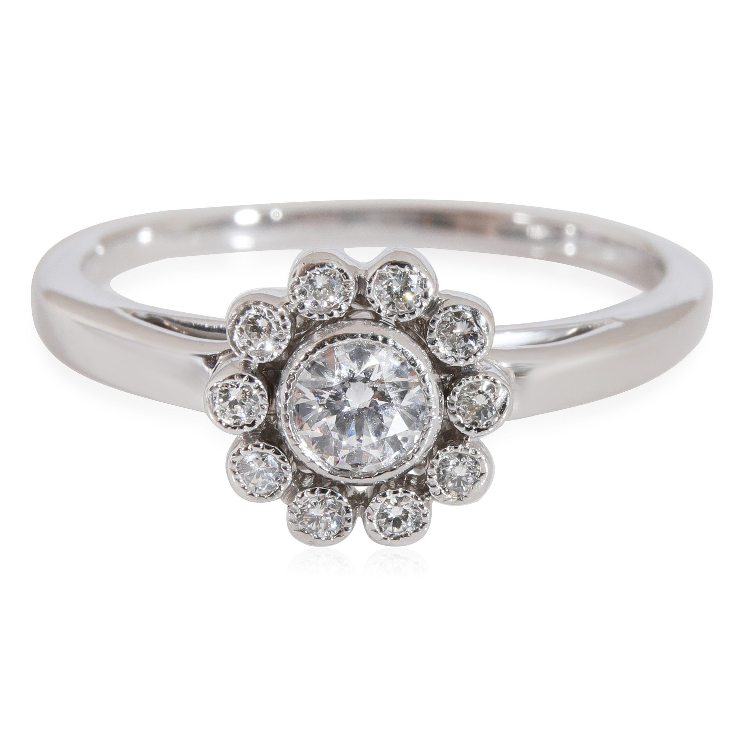 image of Tiffany Co Tiffany & Co. Enchant Diamond Flower Ring In Platinum 0.35 Ctw in Silver, Women's