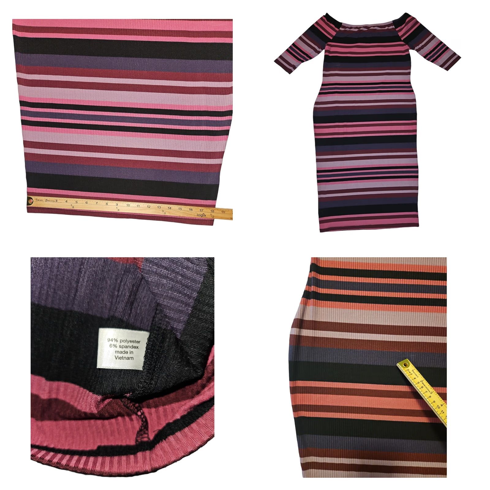 Vintage Lane Bryant Midi Dress NWT Women's 18/20 Striped Bodycon Stretch Scoop Neck Dress Size XXL / US 16-18 / IT 52-54 - 8 Thumbnail