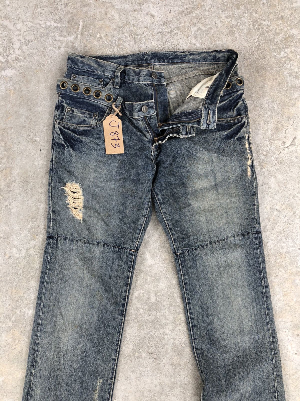 PPFM PPFM Double Waist Distressed Jeans Size US 33 - 3 Thumbnail