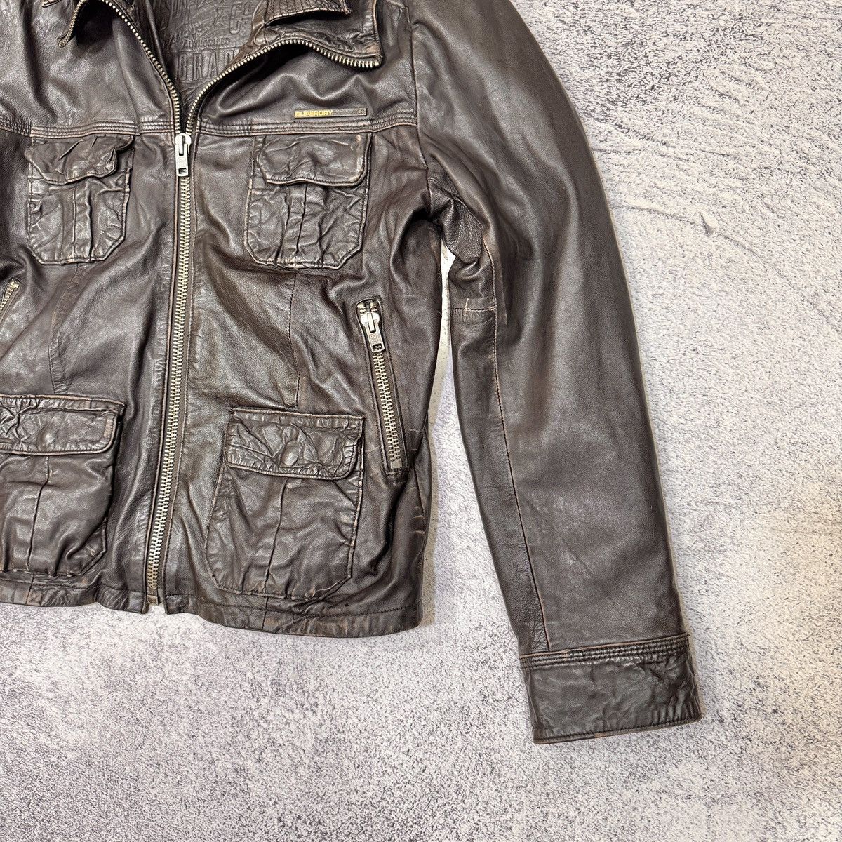 Superdry Superdry Brad Leather Jacket Dark Brown L size Size US L / EU 52-54 / 3 - 7 Thumbnail