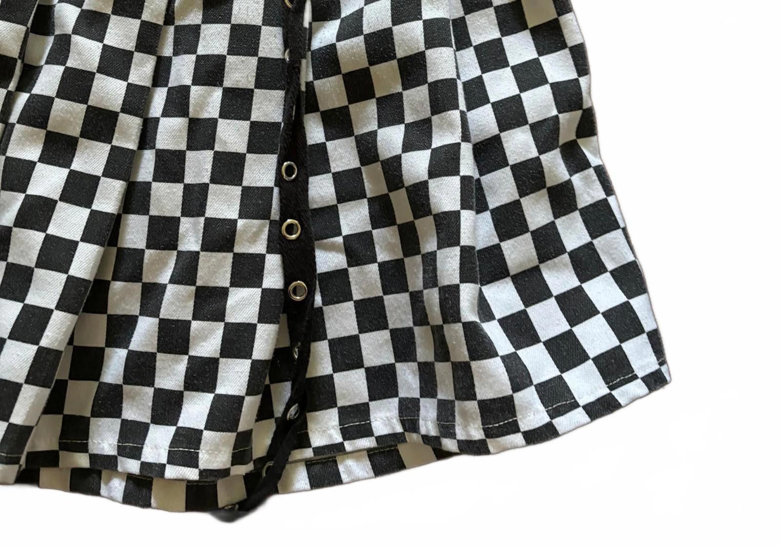 Hot Topic Hottopic Black & White Checkered Skirt with Suspenders - LG Size 36" / US 14 / IT 50 - 4 Thumbnail
