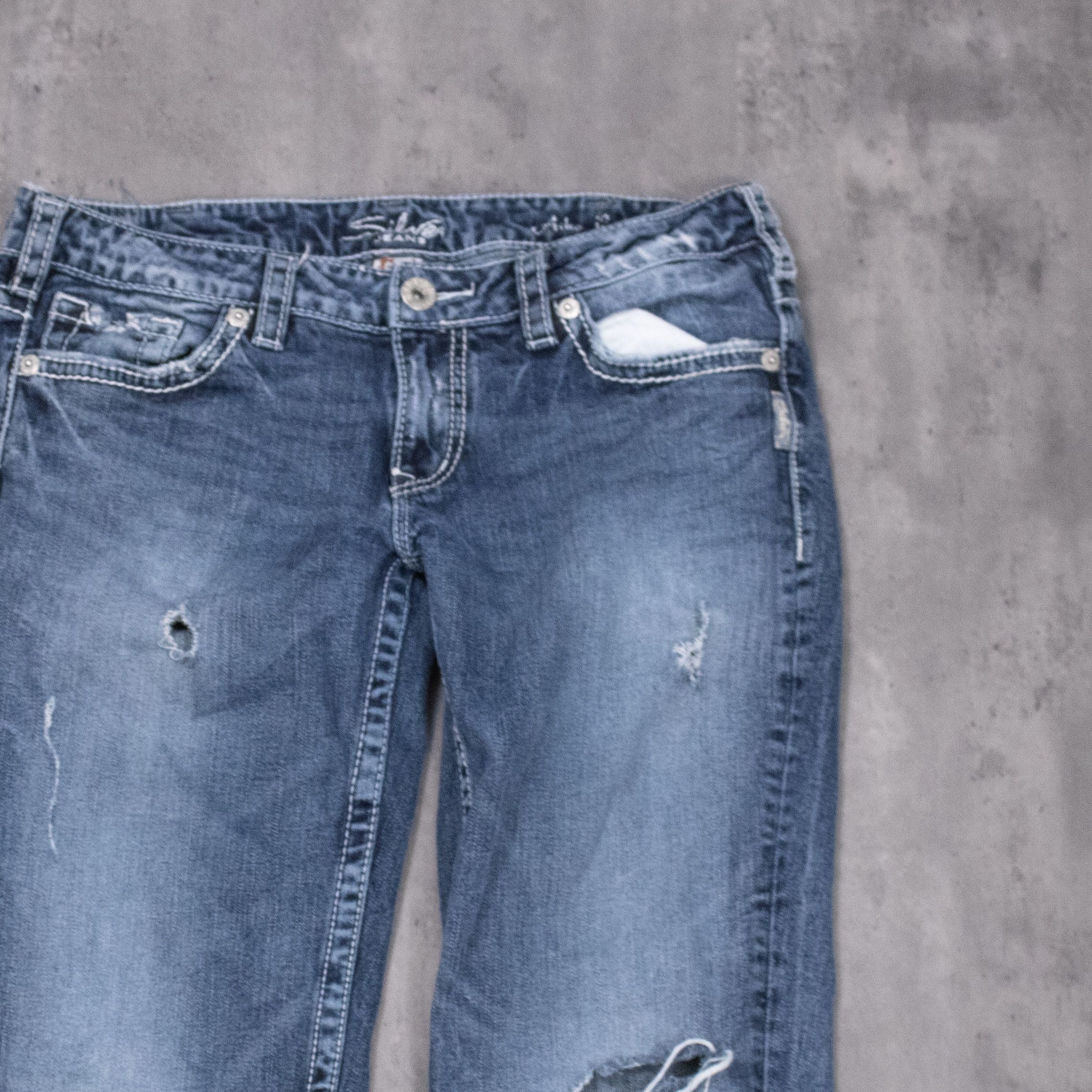 Silver Jeans Co. Y2K Silver Jeans Co Aiko Bootcut Distressed Denim Jeans Size US 33 - 7 Thumbnail