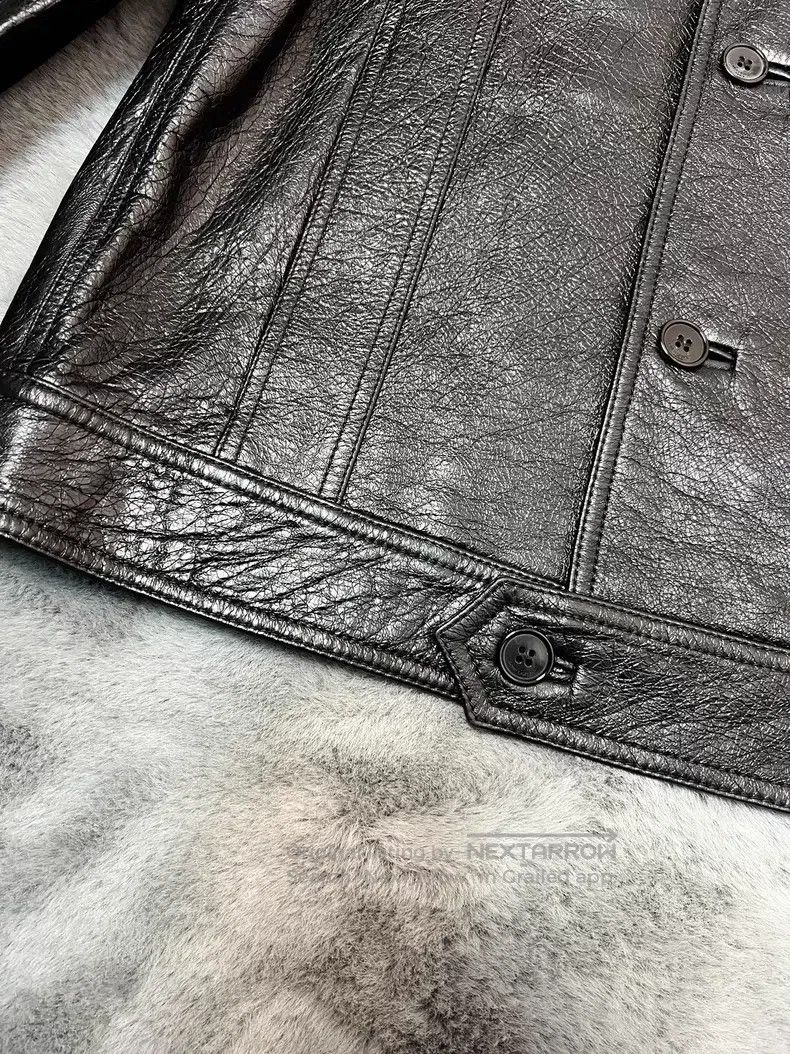 Saint Laurent Paris Saint Laurent Paris Wool Collar Lamb Leather Jacket with L Size US L / EU 52-54 / 3 - 7 Thumbnail