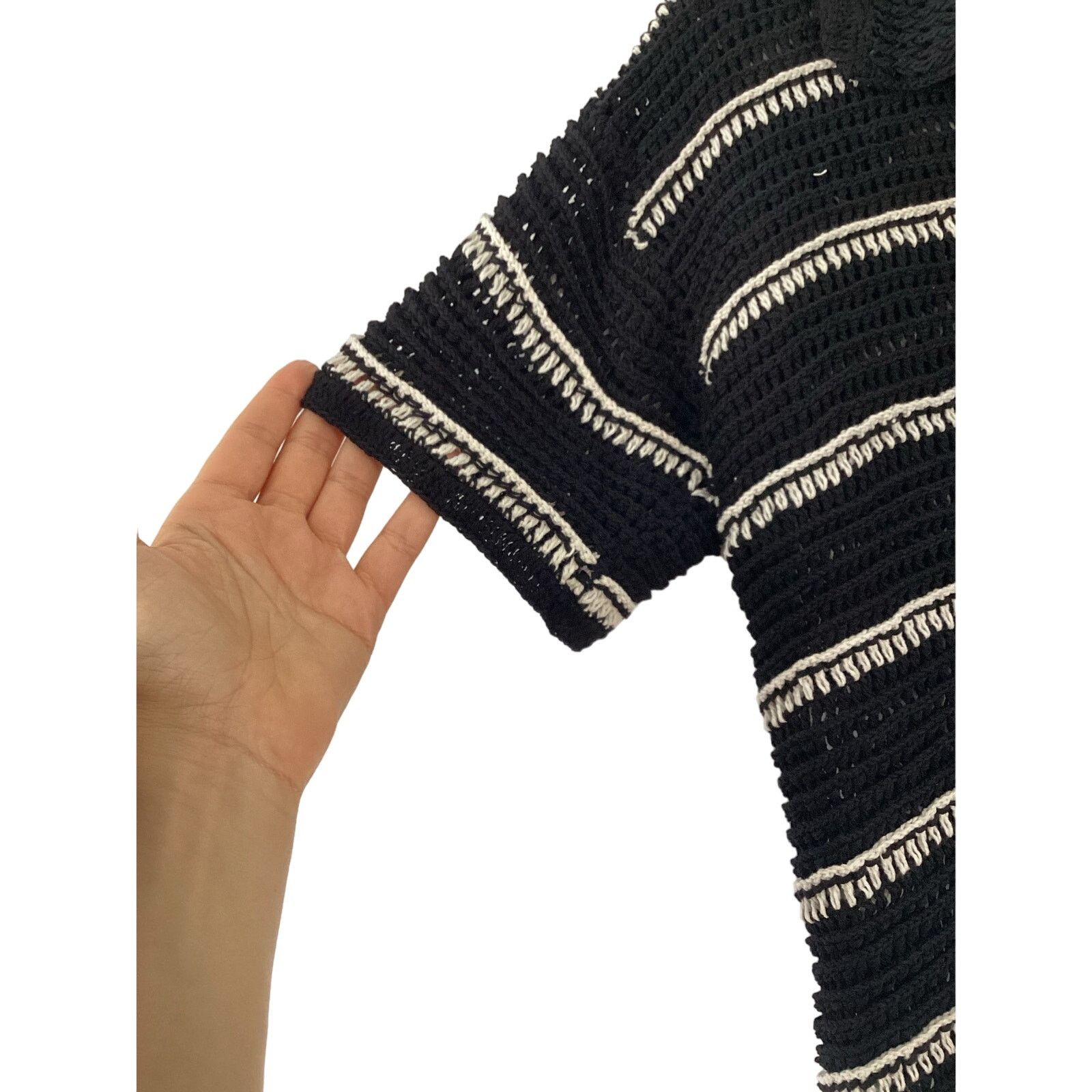 FAITHFULL NWT Faithfull The Brand Crochet Shirt Top Black White Sz S/M Size M / US 6-8 / IT 42-44 - 7 Thumbnail