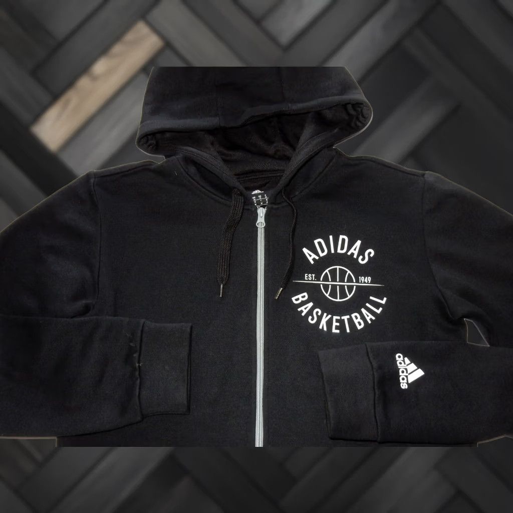 Adidas adidas Men's Hooded Jacket Basketball Shirt M Bomber Black Cotton Jacket Mens Size US M / EU 48-50 / 2 - 1 Thumbnail