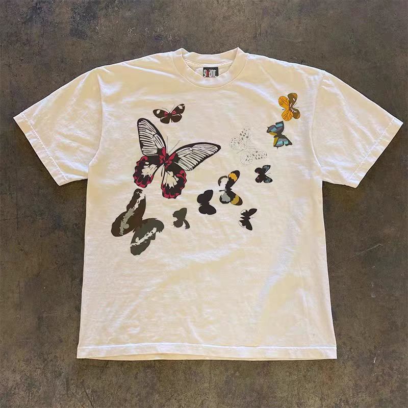 Japanese Brand × Vintage White Loose Butterfly Print Street Short Sleeve T-Shirt Size US M / EU 48-50 / 2 - 2 Thumbnail