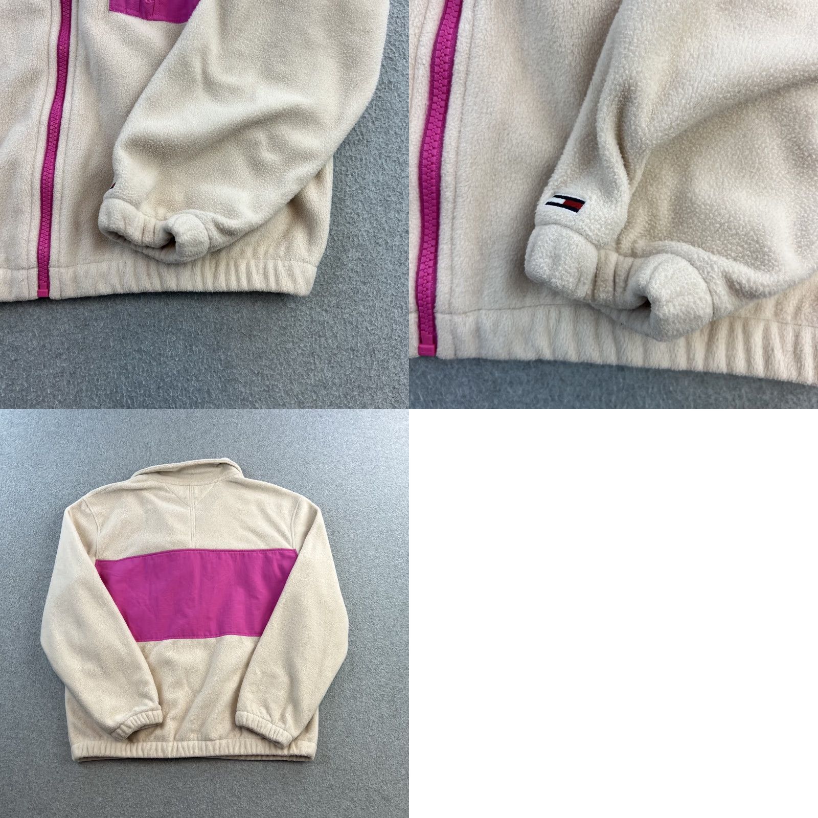 Tommy Hilfiger Tommy Jeans Fleece Jacket Womens XS Beige Pink Full Zip Retro Outdoor Pullover Size XS / US 0-2 / IT 36-38 - 9 Thumbnail