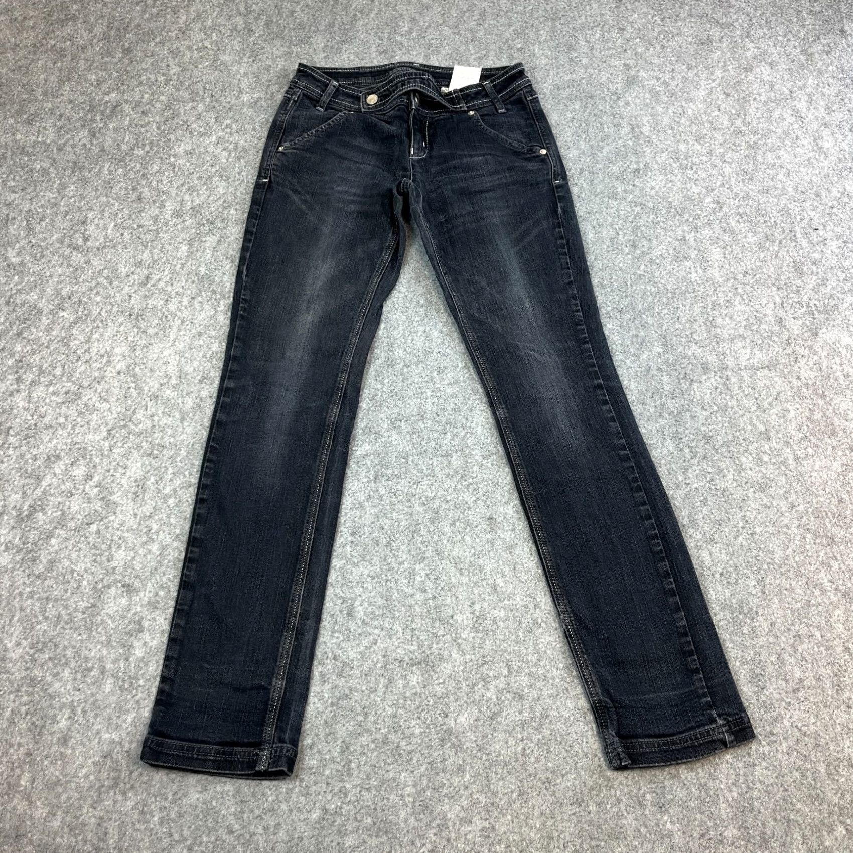 Vintage Armani Jeans Jeans Slim Skinny 28 32 UK10 Blue Low Rise AJ Sequin Spellout Womens Style: Skinny Baggy? Size 32" / US 10 / IT 46 - 2 Thumbnail