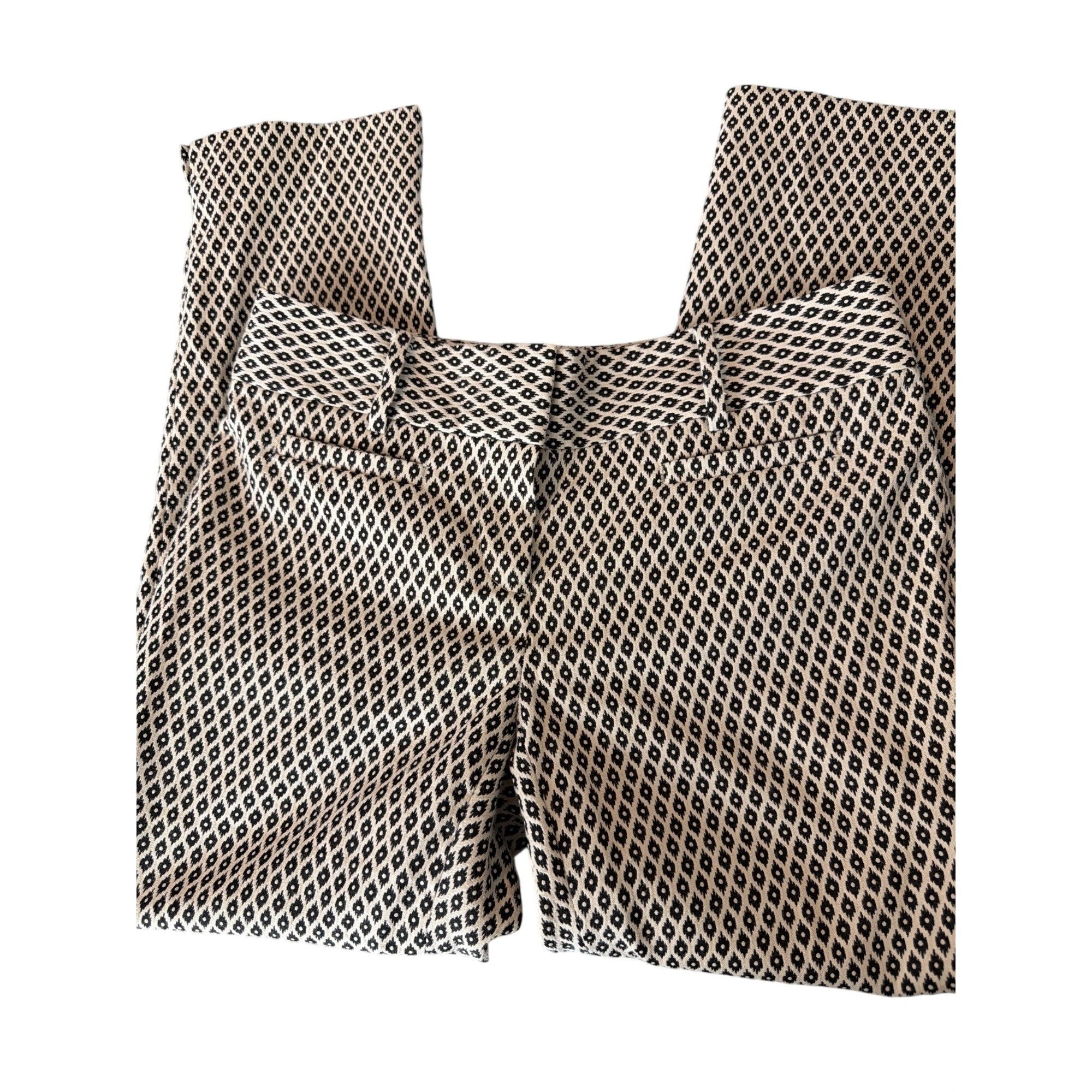 Ann Taylor Ann Taylor Devin Cropped Leg Pants Black White Geometric Tex Size 26" / US 2 / IT 38 - 3 Thumbnail