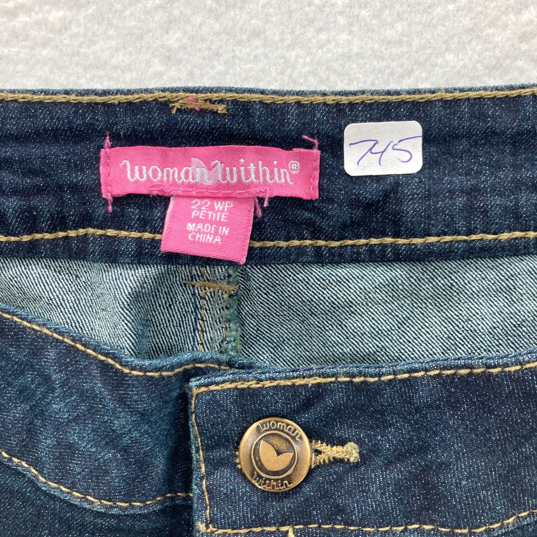 Vintage Woman Within Jeans Womens Size 22 Petite Dark Wash Denim High Rise Straight Jeans Shaft 27 in Blue Womens Jeans Size 40" / US 18 - 4 Thumbnail