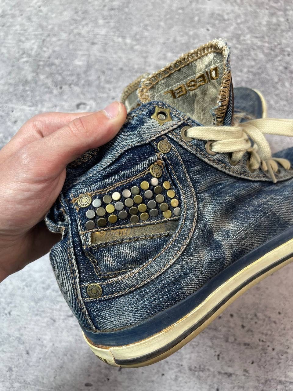 Diesel Vintage 00s Diesel Studded Lace Up Denim Shoes Y2K Size US 7 / EU 40 - 5 Thumbnail