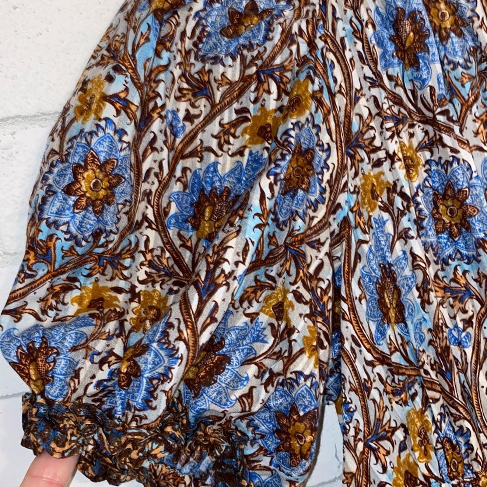 Ulla Johnson ULLA JOHNSON $490 Ilana Dress Caspia Blue Brown Womens 0 Size XS / US 0-2 / IT 36-38 - 11 Thumbnail