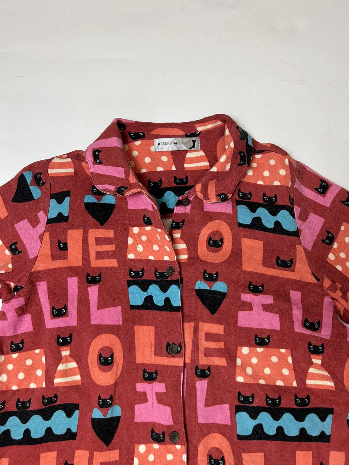 Issey Miyake × Japanese Brand ATSUKO MAKANO FUNNY CAT PRINTED BUTTON UP SHIRT Size M / US 6-8 / IT 42-44 - 2 Thumbnail