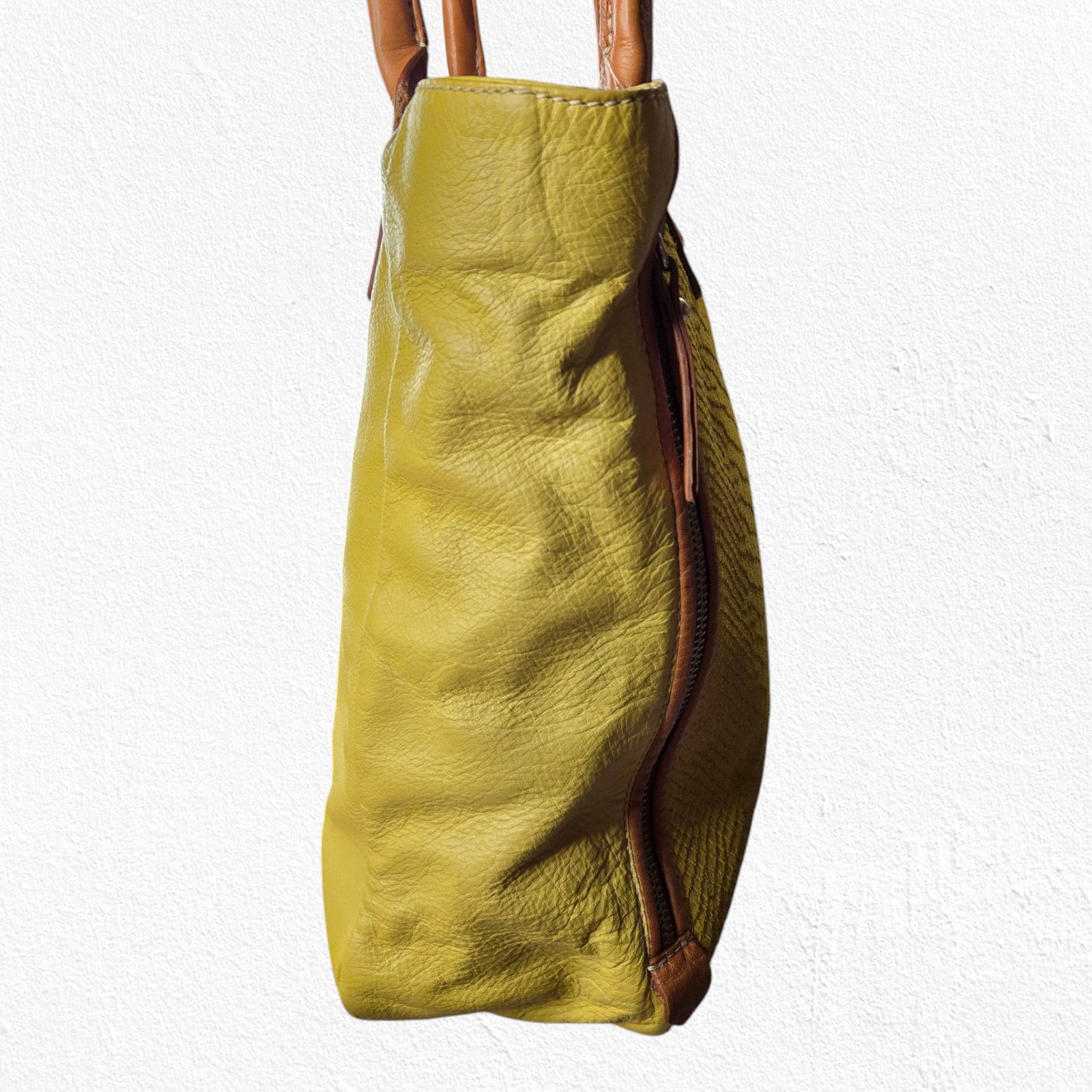Other Innue Yellow Tan Suede Snake Print Leather Tote Bag Size ONE SIZE - 5 Thumbnail