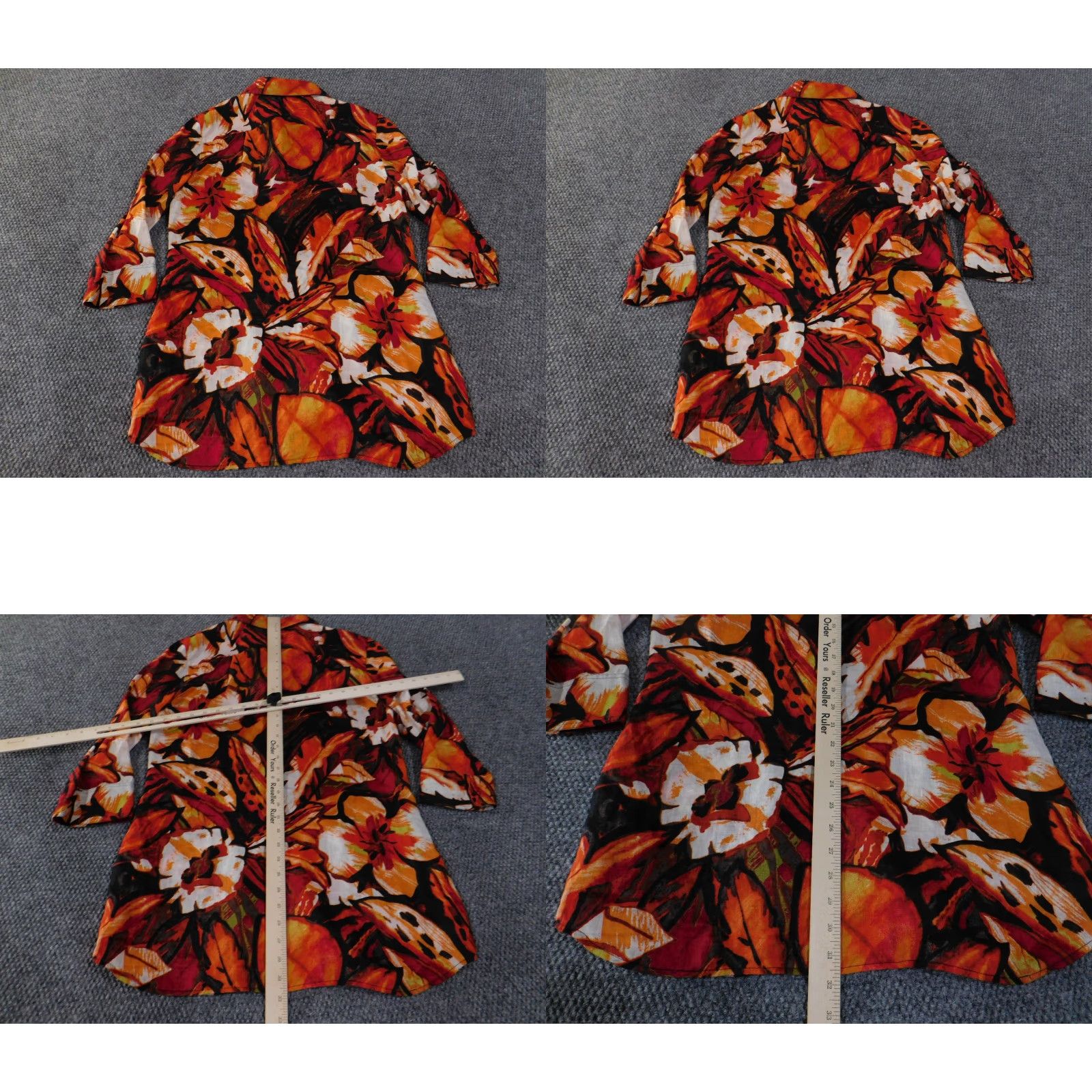 Vintage Chicos Blouse Shirt Womens 2 Orange Red Floral Linen Button Up Tunic Top Blouse Womens Regular 2 Orange Red Floral Linen Button Up Tunic Top Size XS / US 0-2 / IT 36-38 - 8 Thumbnail