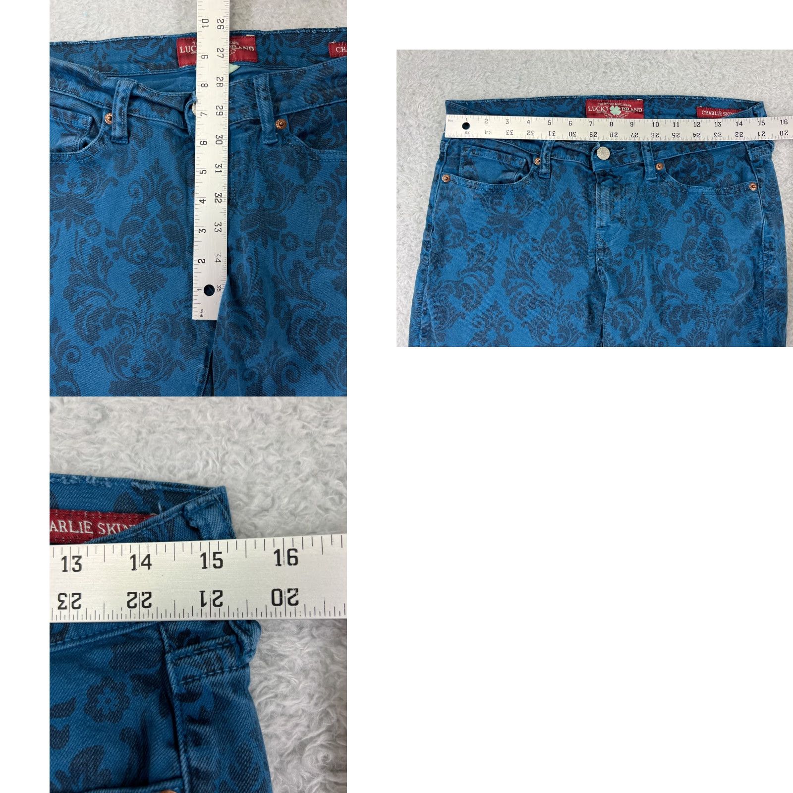 Lucky Brand Lucky Brand Jeans Womens 8 Blue Floral Pattern Charlie Skinny Cotton Blend Jeans Size 30" / US 8 / IT 44 - 9 Thumbnail