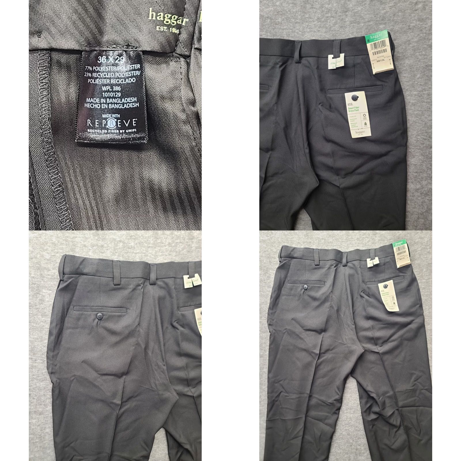 Haggar Haggar Smart Fiber Dress Pant Mens 36x29 Classic Fit Straight Leg Repreve Casual Dress Pants Men Black 36 29 Slim Size US 36 / EU 52 - 9 Thumbnail