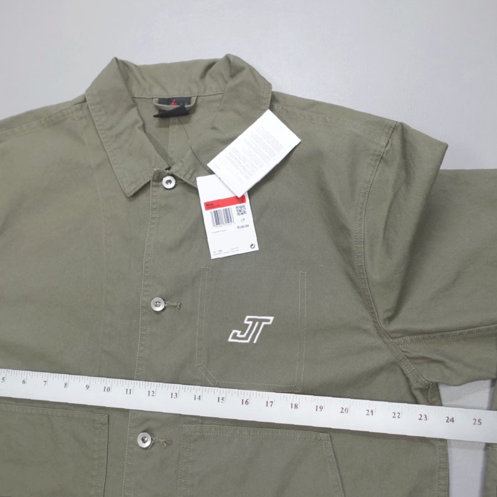 Jordan Brand Jordan Canvas Jacket Olive Green Chore Coat Tatum Chicago HM3880-222 Mens Size L Jacket Mens L Green Canvas Size US L / EU 52-54 / 3 - 5 Thumbnail