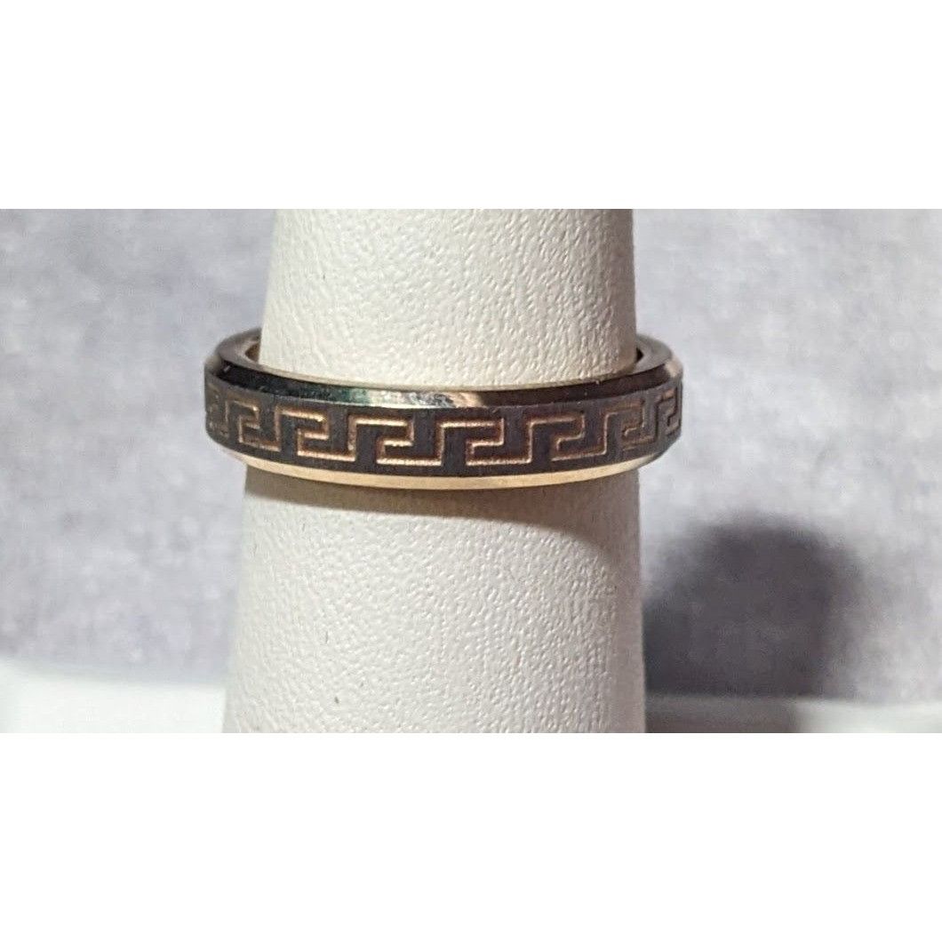 Other Rose Gold Tone Stainless Steel Greek Key Engraved Ring Size Size ONE SIZE - 5 Thumbnail