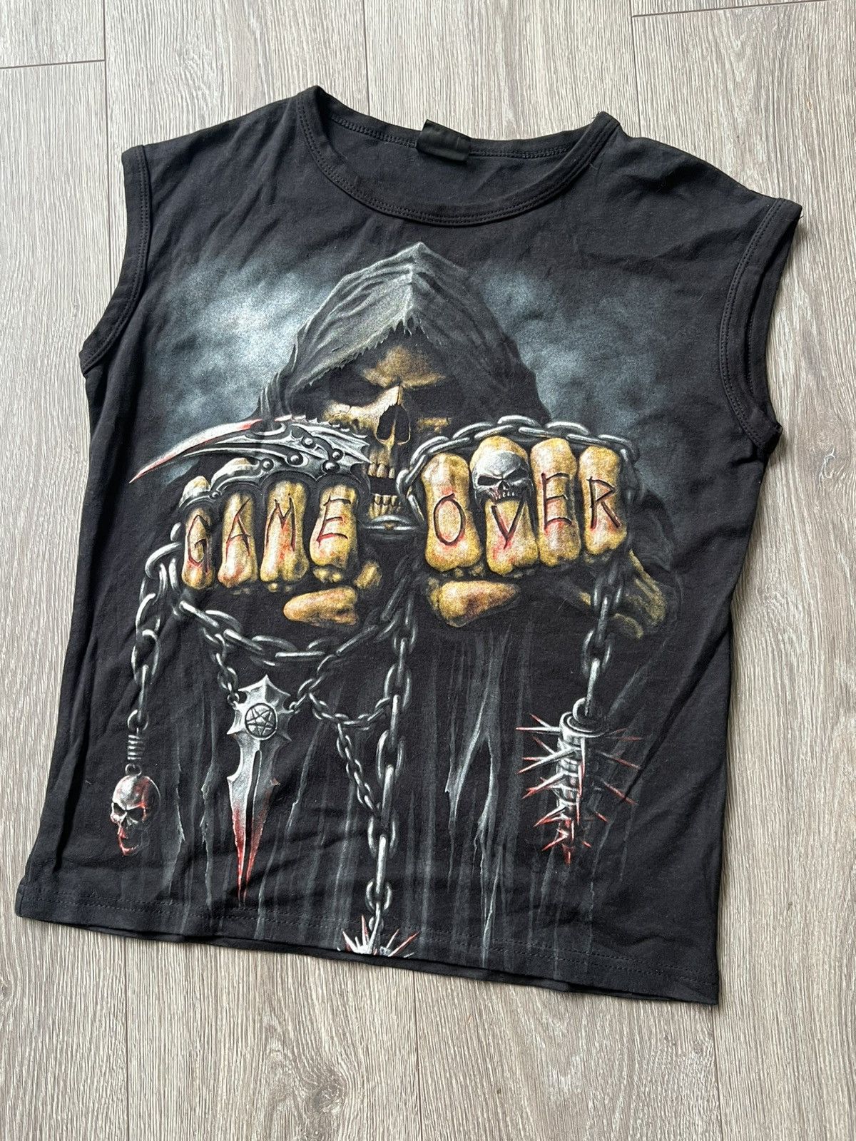 Vintage Y2K Vintage Spiral Rock Metal Gothic Skull Tee Tank Top Size US M / EU 48-50 / 2 - 2 Thumbnail